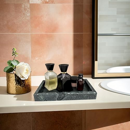 Miniatura 10 de KC KULLICRAFT Bandeja de mármol natural para escritorio, cocina, tocador, baño, organizador de piedra para mesa auxiliar, plato, tocador, mesita de