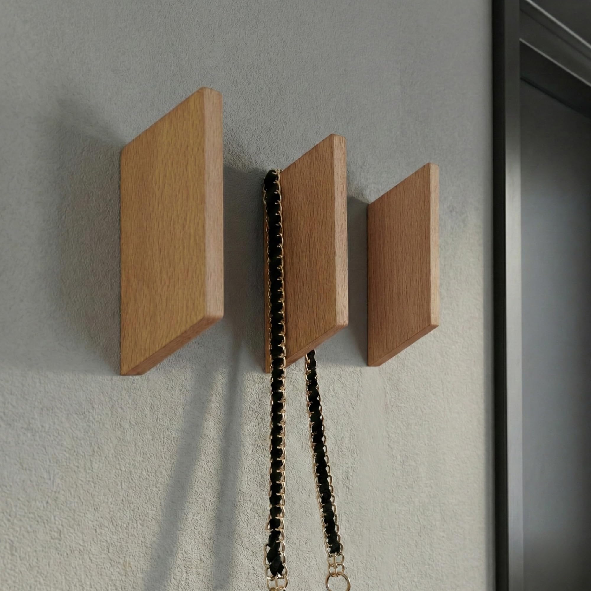 Generisch Moderner Kleider- und Handtuchhalter für Eingangsbereich, Badezimmer, Schrank – moderne Wandhalterung, 3 Stück, Eingangs-Organizer, Wandhaken (Iroko (Afrikanisches Teak)