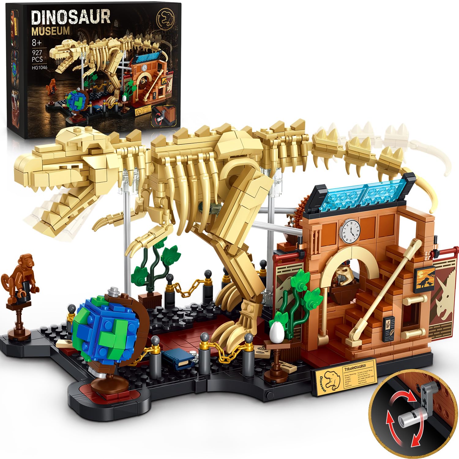 INSOON Juego de construcción mecánico de esqueleto de dinosaurio T-Rex, 927 piezas, modelo de exhibición de museo fósil tiranosaurio Rex, bloques de construcción móviles para decoración de oficina en