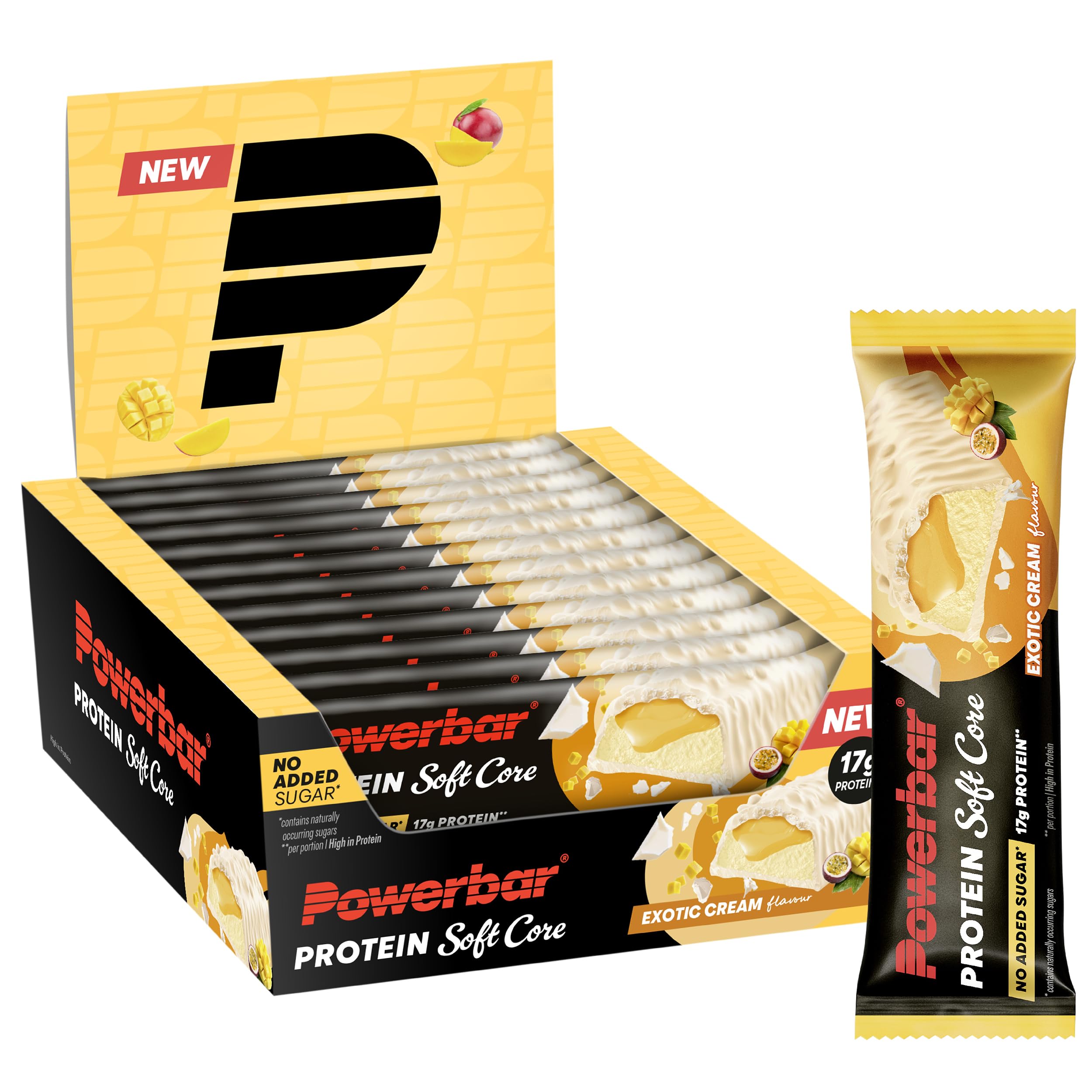 Powerbar Barres Protéinées - Soft Core - Exotic Cream - 12x48 g - Barre Protéinée Riche en Protéines et Faible en Sucres