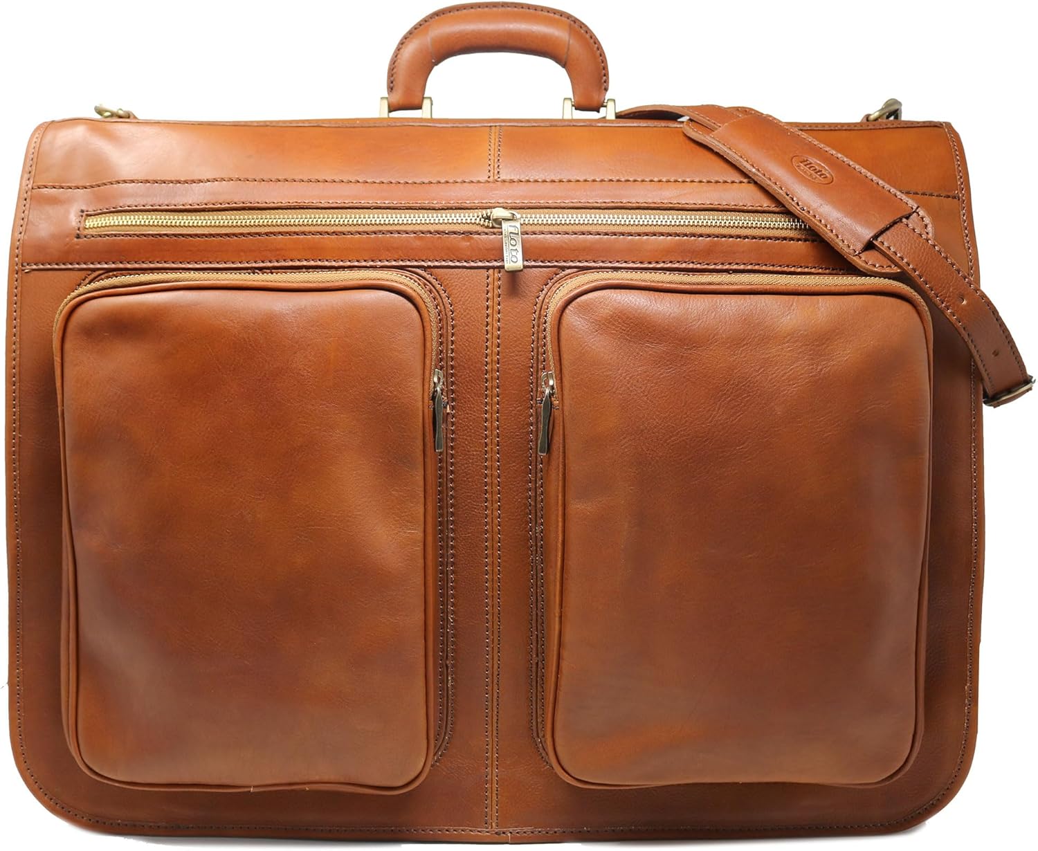 Floto Leather Venezia Garment Bag Suitcase Luggage Carryon (Tobacco Brown)