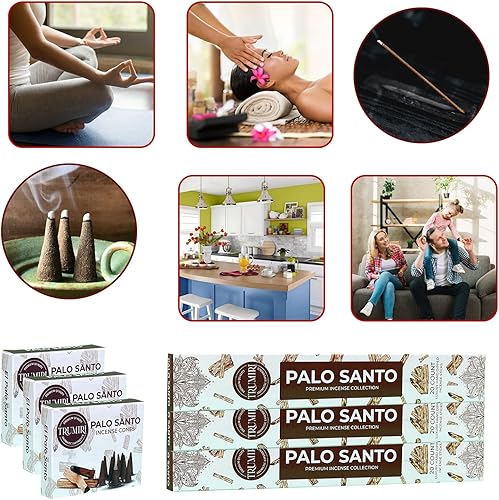 Miniatura 3 de Palo Santo - Paquete combinado de varillas de incienso y conos de incienso  60 varillas de incienso + 30 conos de insencia  Inscienso  Conos de