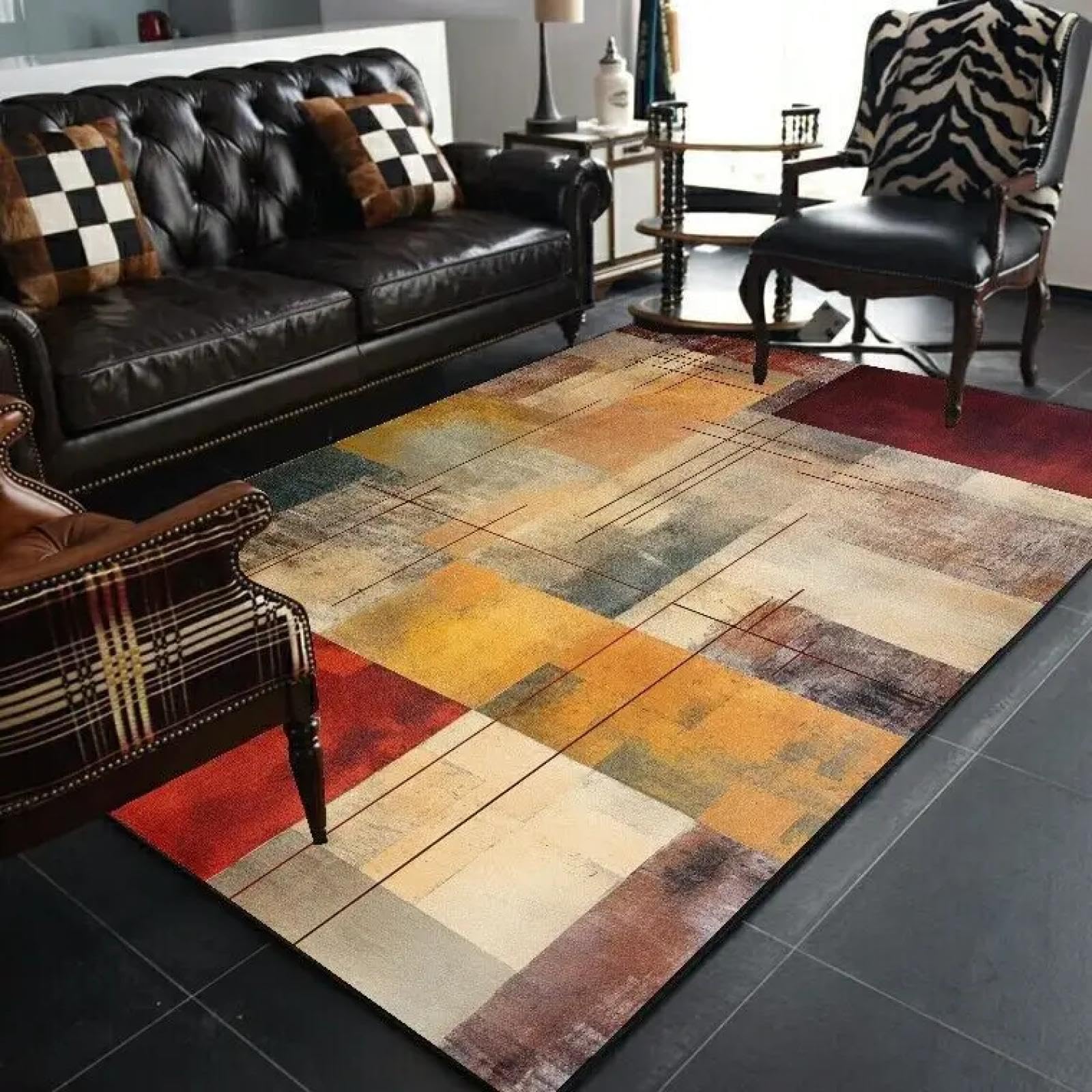 Tapis géométrique abstrait de maison lavable 80x120cm pour vestiaire