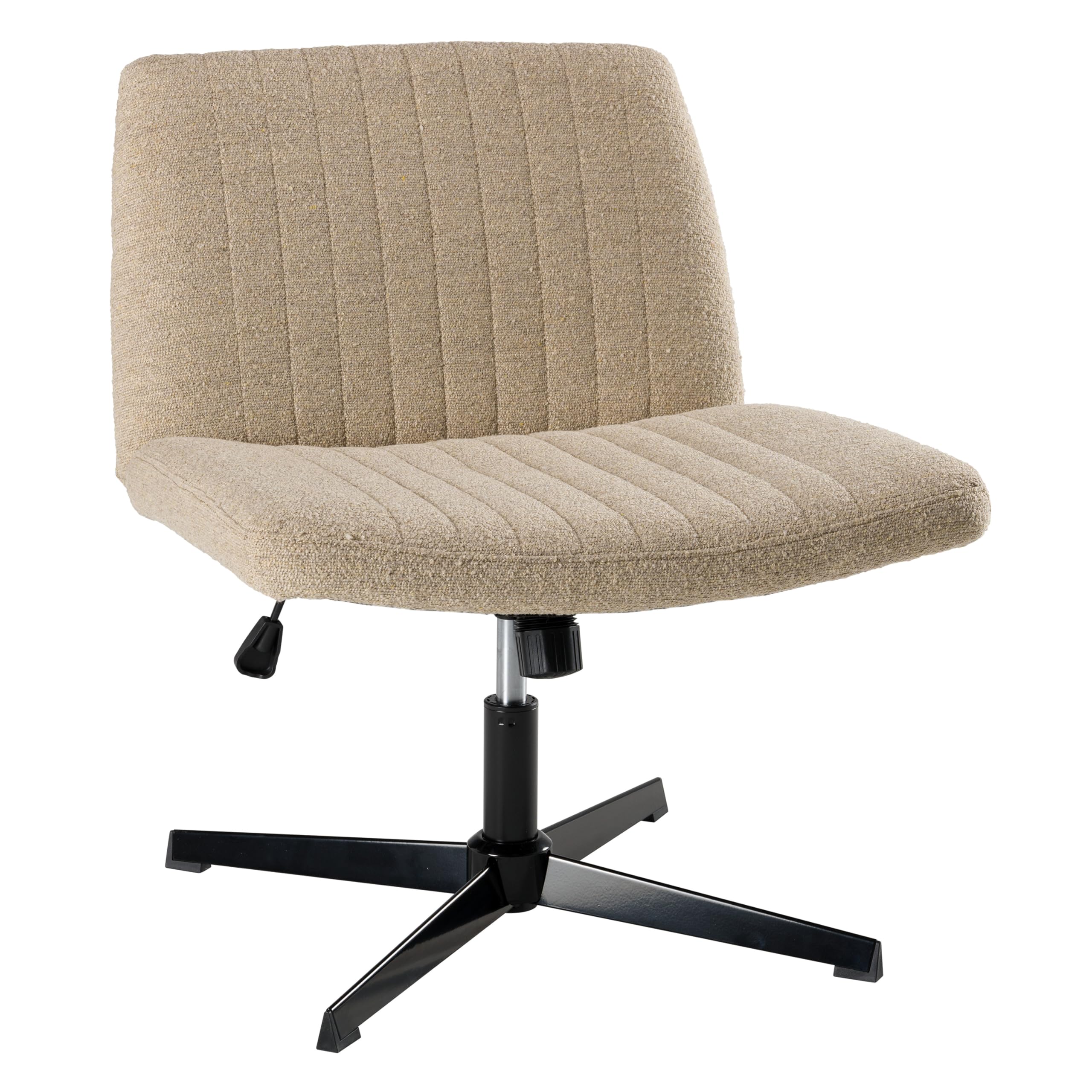 Bush Home Armless Criss Cross Chair, No Wheels, Seating for Home Office or Vanity Desk, Sutton Collection, Cool Beige Fabric Upholstery