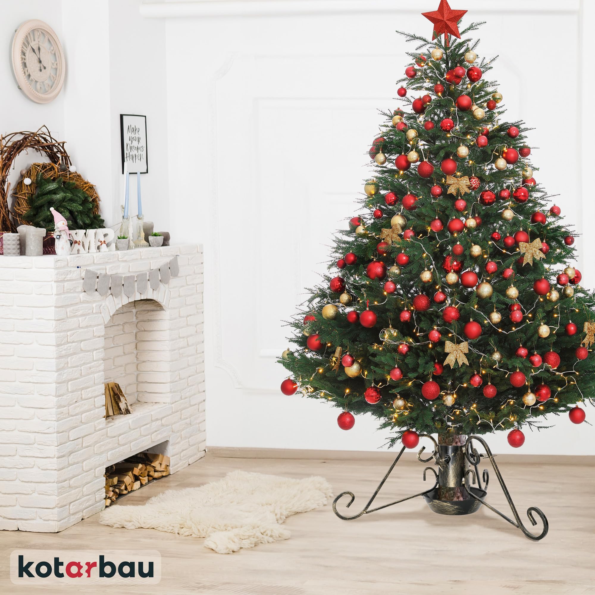 KOTARBAU® Support pour sapin de Noël avec réservoir d’eau ⌀ 100 mm Support pour sapin de Noël Noir avec réservoir d’eau Support pour sapin de Noël Support pour arbre de Noël Support pour sapin de Noël