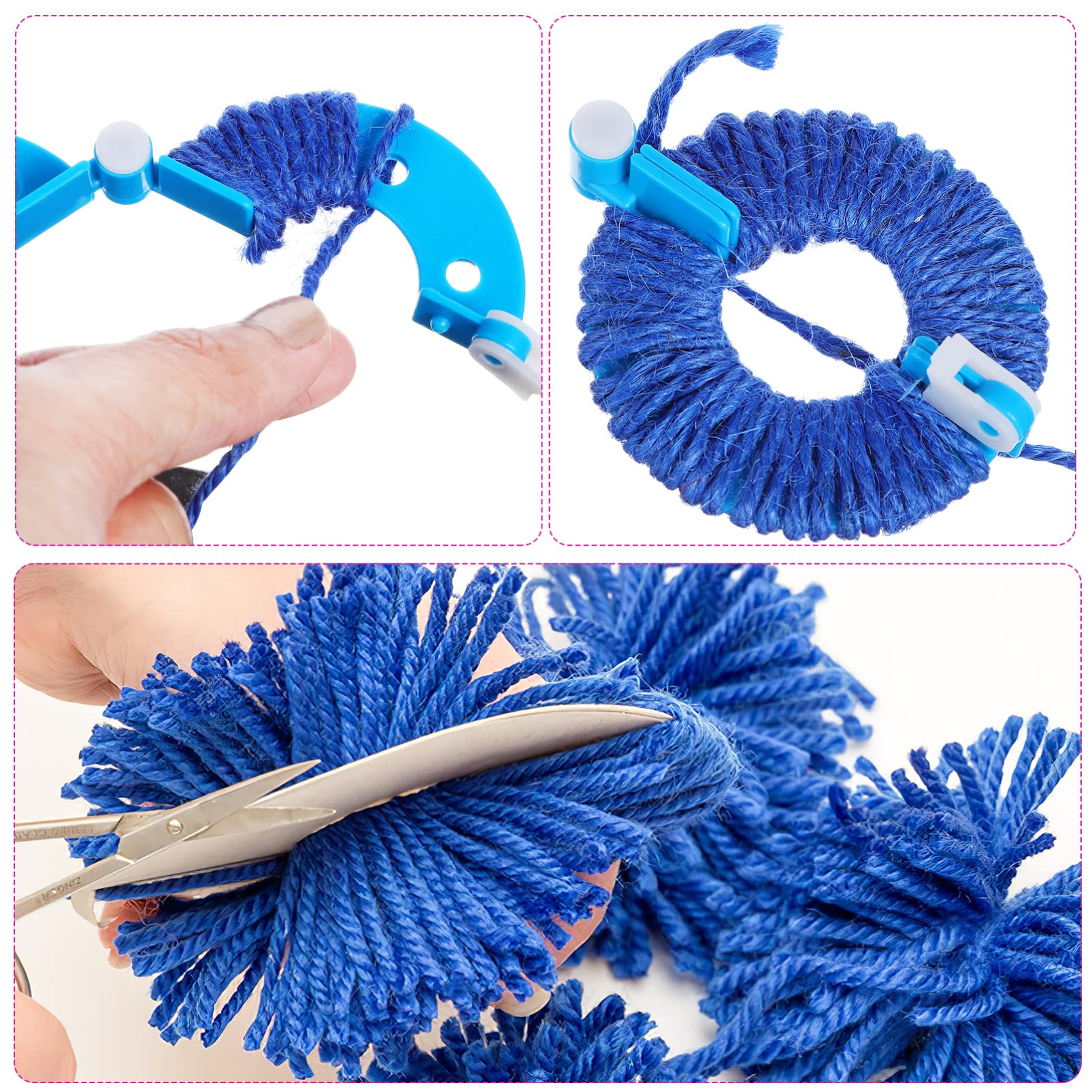 NUOBESTY 3 Sätze Ball Maker Craft Pompons Pom Pom Bastelset Flauschiges Stricken Wollspulen Saum Maker Rohr Maker Pom Pom Kissen Webstuhl Weben Wickler Strickball Strickhandwerk 8 Stück * 3