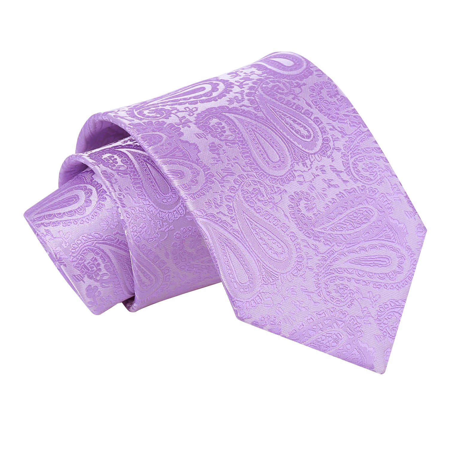 DQT Mens Paisley Floral Jacquard Tie – 9cm Classic Width Necktie for Wedding Business & Formal Wear – Lilac