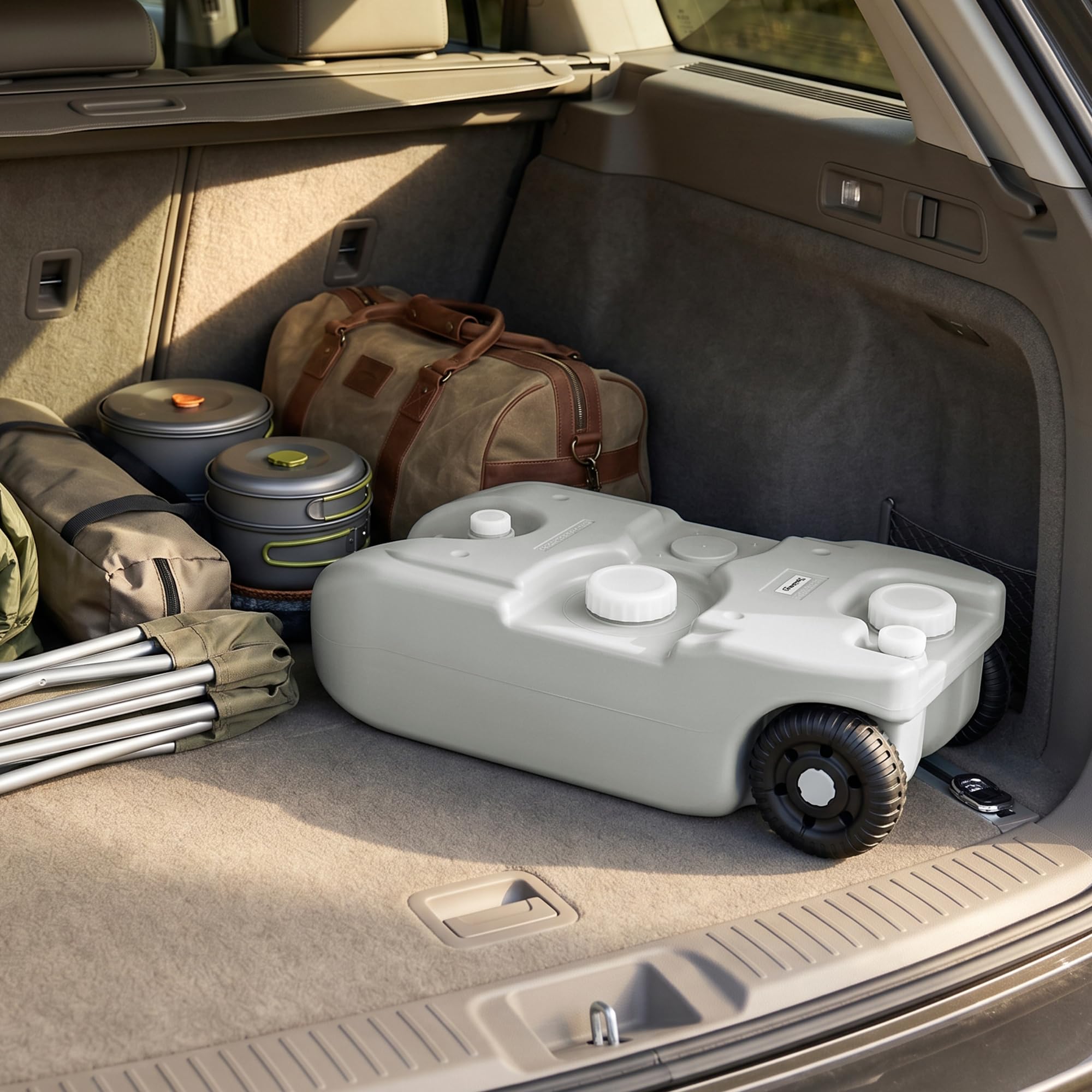 Outsunny Contenedor de Agua 40 L con Ruedas Tanque de Agua Portátil con Manija Metálica y Grifo para Caravanas Autocaravanas Camping al Aire Libre