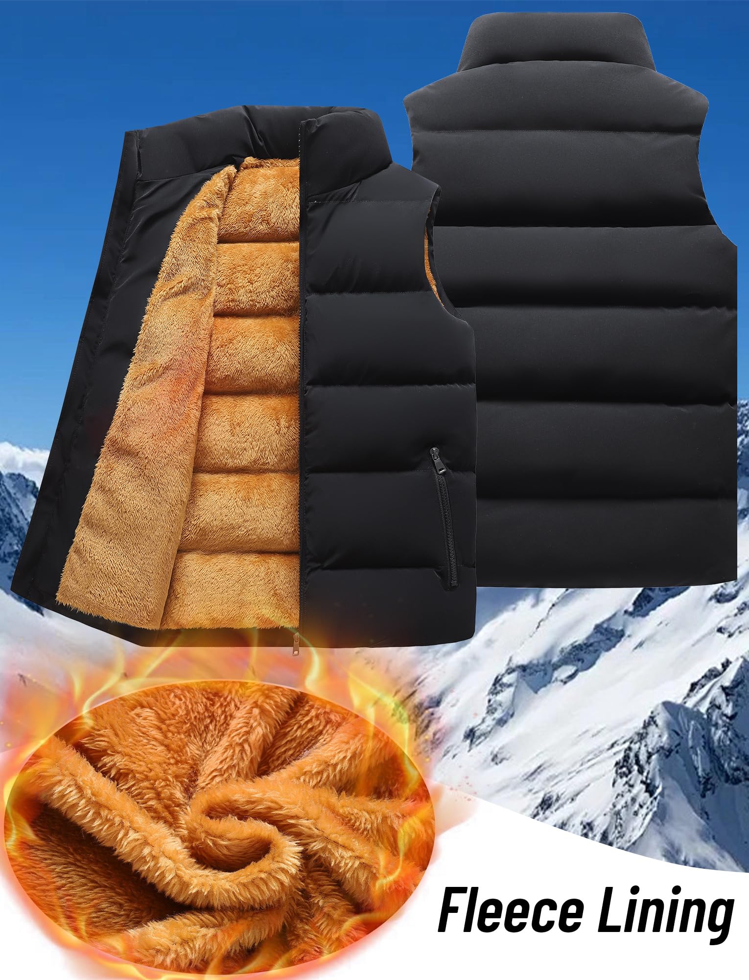 AIEOE - Chaleco Hombre Invierno Abrigo sin Mangas Chalecos Acolchados Chaqueta Hombres Primavera Otoño para Deportes Al Aire Libre - S-2XL