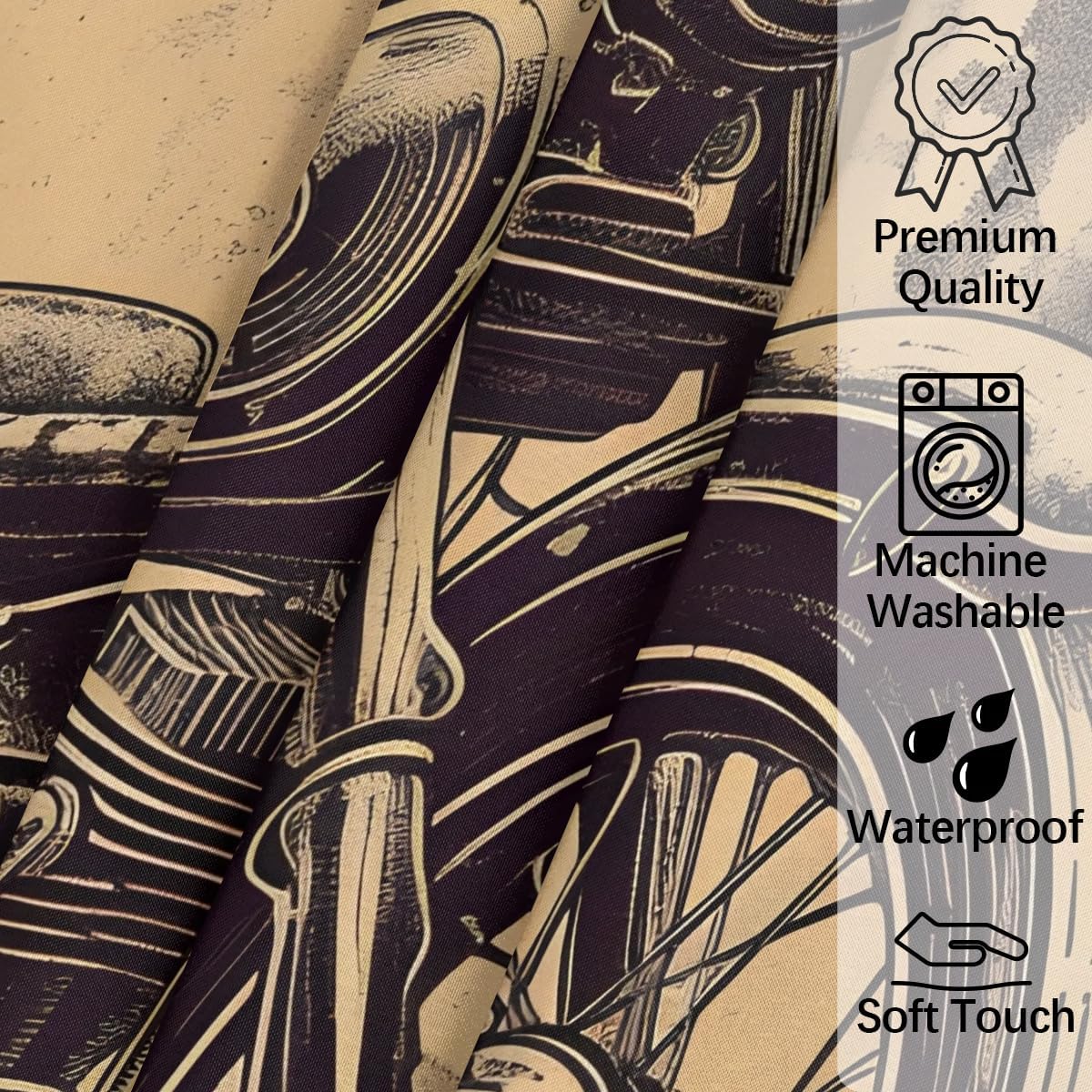 Vintage Motorcycle Square Tablecloth 60x60 Inch, Waterproof Polyester Fabric Table Cloth Stain and Resistant Washable Table Cover for Kitchen Dining Picnic Party Home