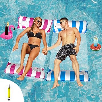 2 Pack Pool Inflatables Water Hammock for Adults, 4-in-1 Inflatable Pool Floats Hammock, Swimming Float Hammock, Portable Inflatable Float Pool Chair