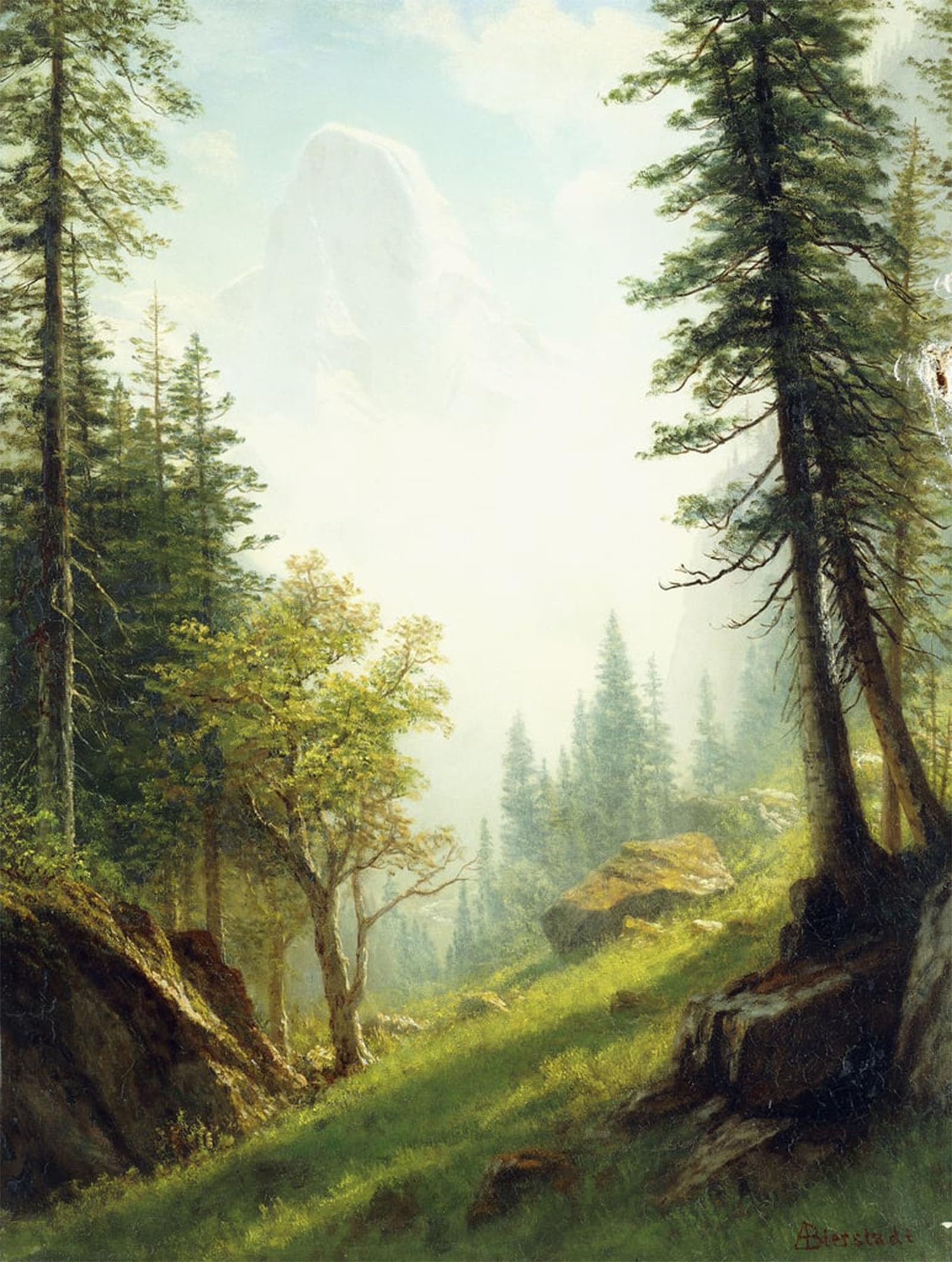 SERENDIPITP Abstract Painting Mural Print Picture Wall Decor Painting Among the Bernese Alps by Albert Bierstadt Vintage Wall Artwork for Home Decor 60x90cm