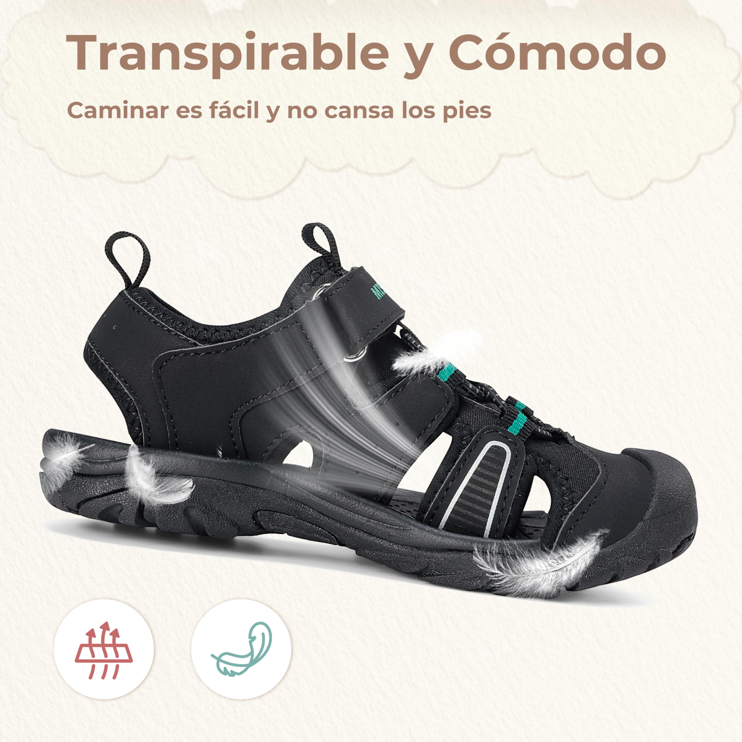 Mishansha Sandalias Cerradas para Niños Niñas Transpirable Sandalias de Deporte Al Aire Libre Verano Gr.24-38