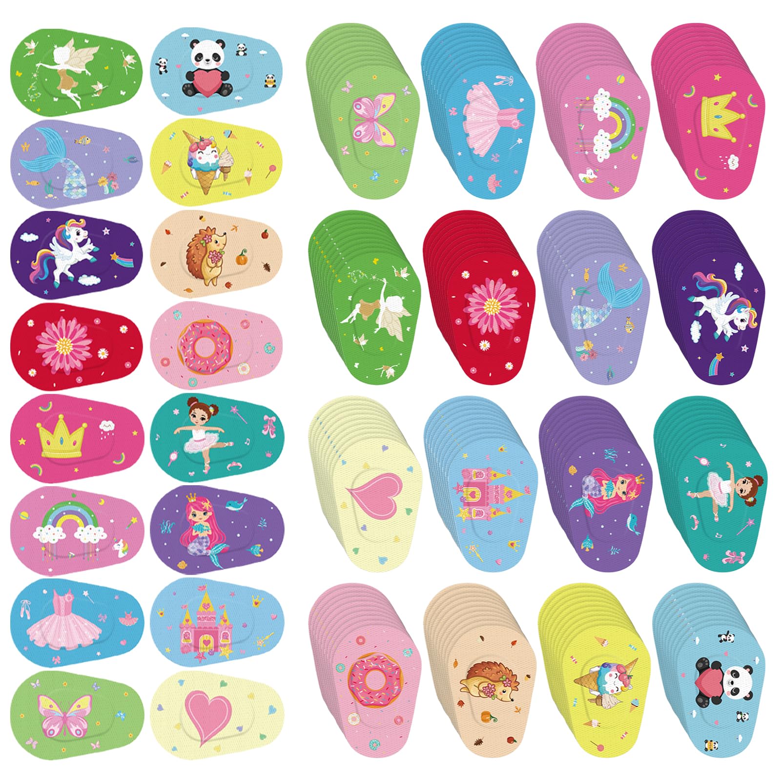 Timgle 160 Pcs Adhesive Eye Patches for Kids Girls 16 Styles Toddler Eye Patches Bulk Latex Free Light Blocking Fun Cute Designs Cotton Adhesive