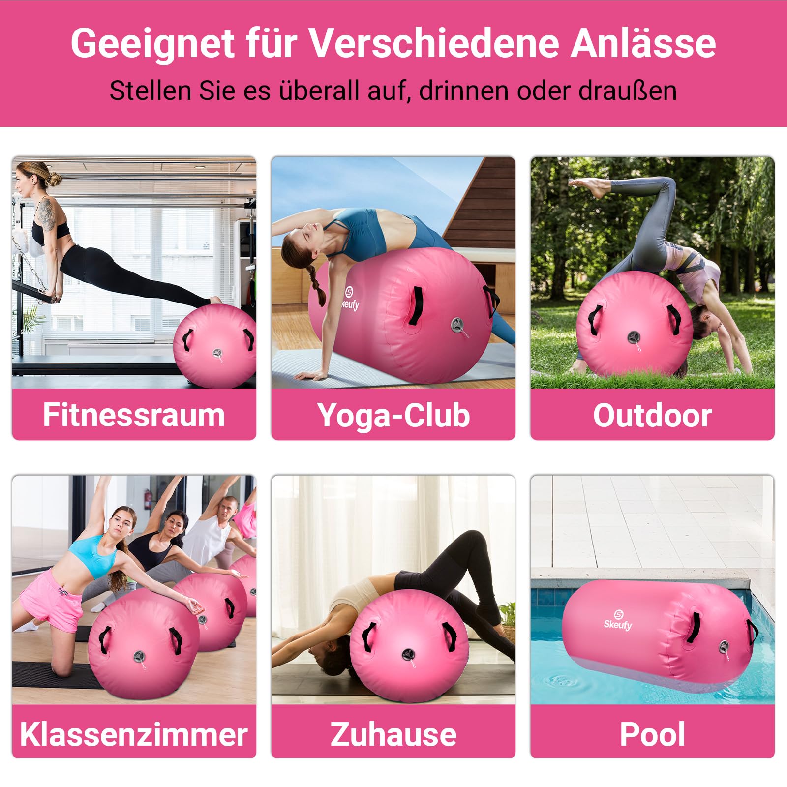 Skeufy Air Matte Track, Tappeto Gonfiabile per Ginnastica e Yoga con Pompa Elettrica, Airroll Air Rolle per Ginnastica, Tappeto da Ginnastica, Tappeto Sportivo per Casa e All'aperto'