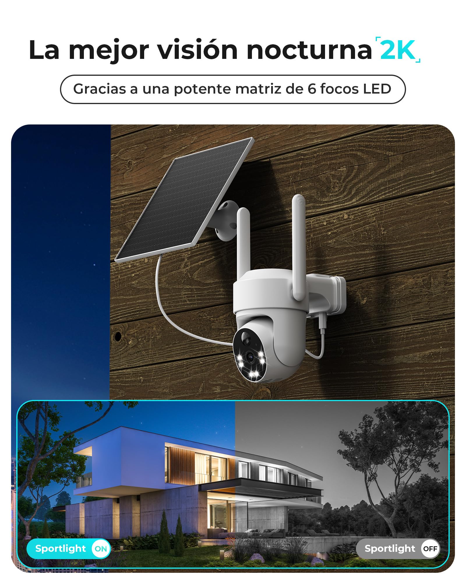 SEHMUA 4G LTE Camara Vigilancia Exterior con Panel Solar, 2K PTZ 355°/100° Camara Vigilancia con Tarjeta Sim sin WiFi, Detección Humana PIR, Color Visión Nocturna, IP66, Audio de Dos Vías, 2 Unidad