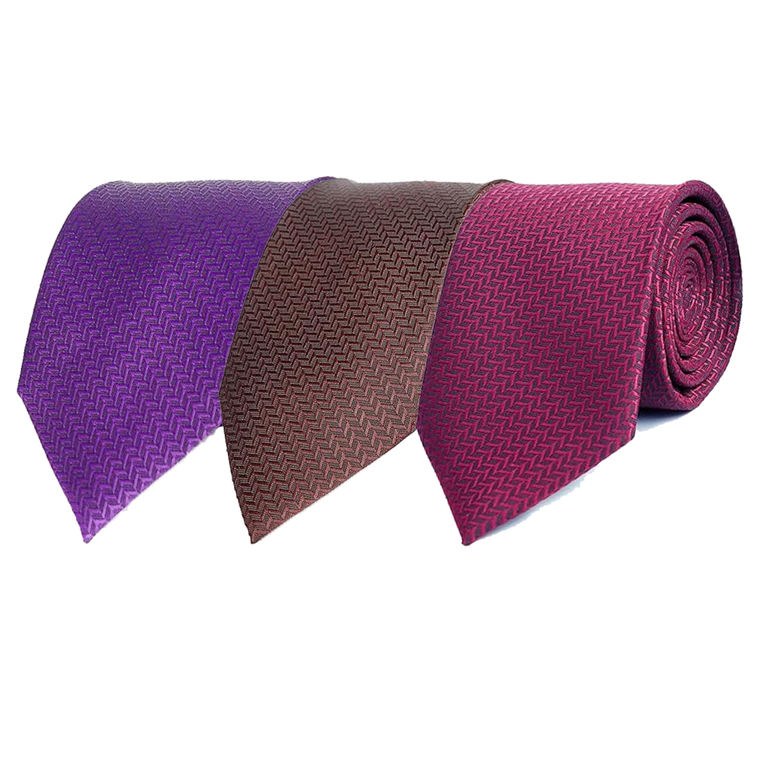calixto Men's Criss Cross Design MicroPoly Necktie For Men, Formal Tie, Solid Colors with Silky Feel, Free Pocket Square with Each Tie (Pack Of 3)-picture-16