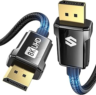 Silkland Displayport Cable 1.4 240Hz, DP 1.4 Cable 2M Support 8K@60Hz, 4K@144Hz, 2K@240Hz, HBR3 32.4Gbps, HDR, DSC 1.2, G-Sync & Free-Sync, Display Port Lead 1.4 for Gaming Monitor, Graphics Card
