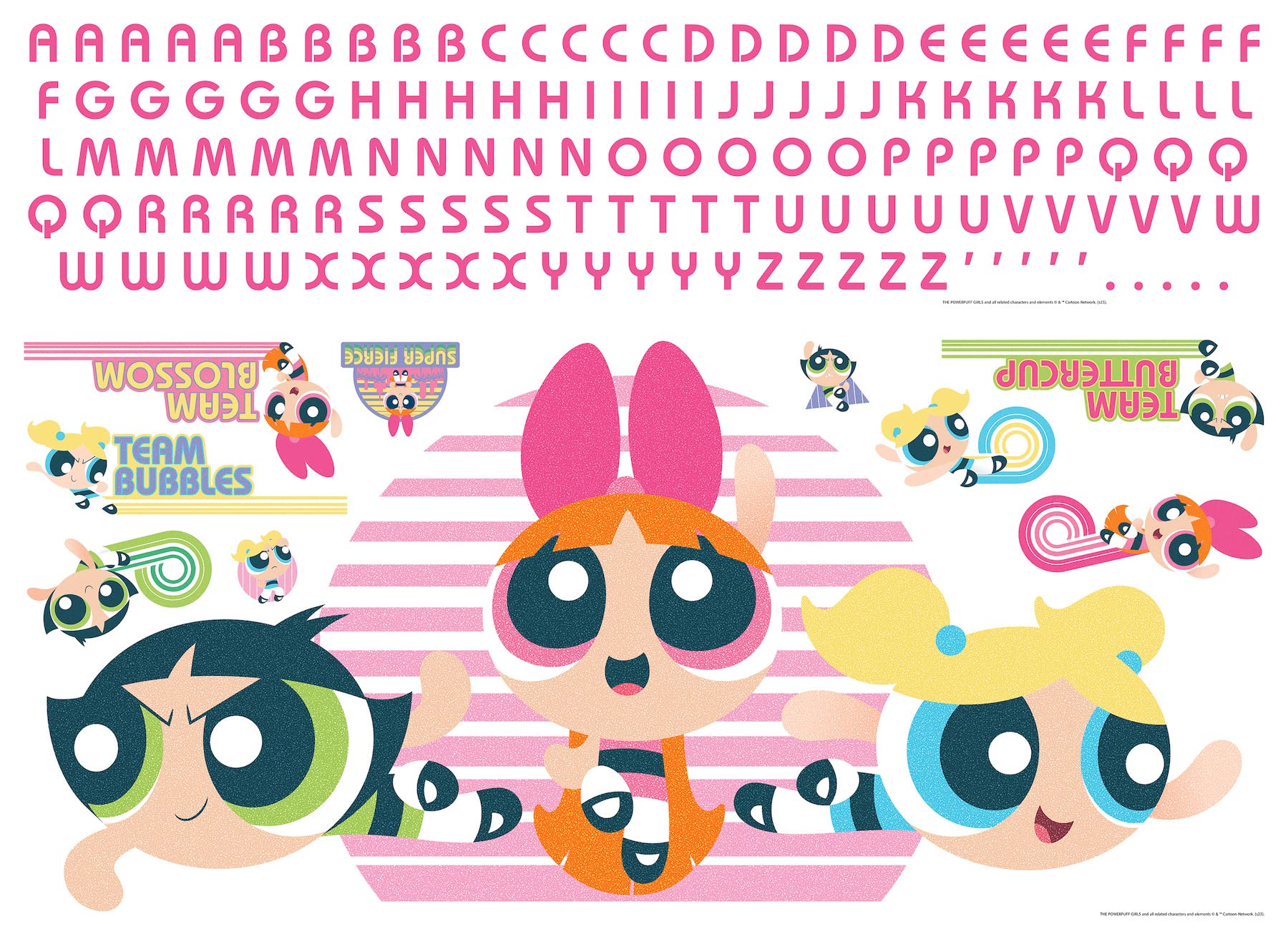 RoomMates RMK5391GM Powerpuff Girls Giant Peel and Stick Alphabet Personalization Wall Decals