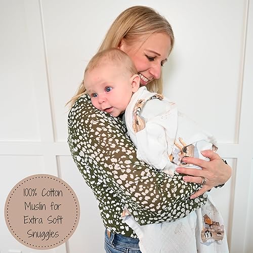 Miniatura 19 de LollyBanks Manta de muselina para envolver a niños y niñas, 100% algodón, suave para recién nacidos (estampado de copos de nieve) de 47 x 47