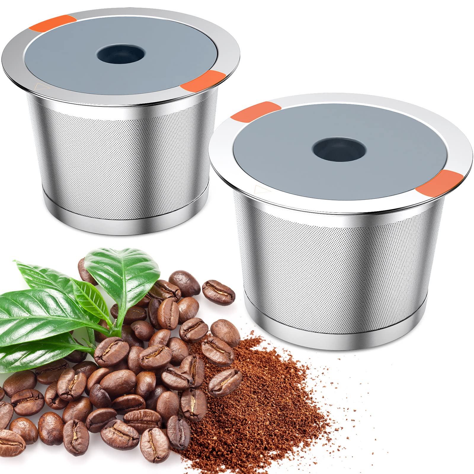 Keurig Reusable k Cup Coffee Filters,Universal stainless steel Refillable k Cups Filter Use for Keurig 2.0 and 1.0 Coffee Makers-brewers (2)