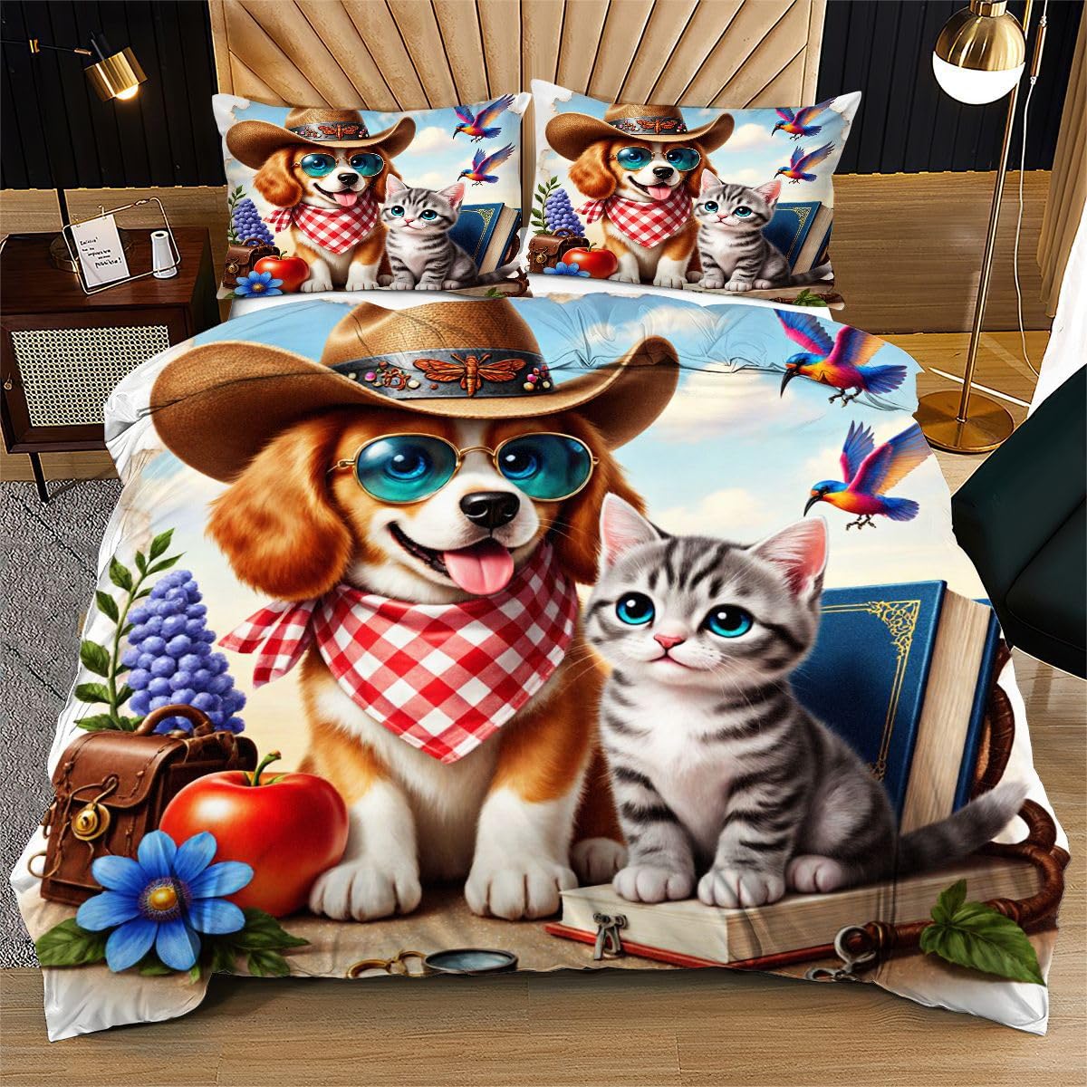 Housse de couette 160x200 Animaux Colorés pour égayer votre chambre parentale