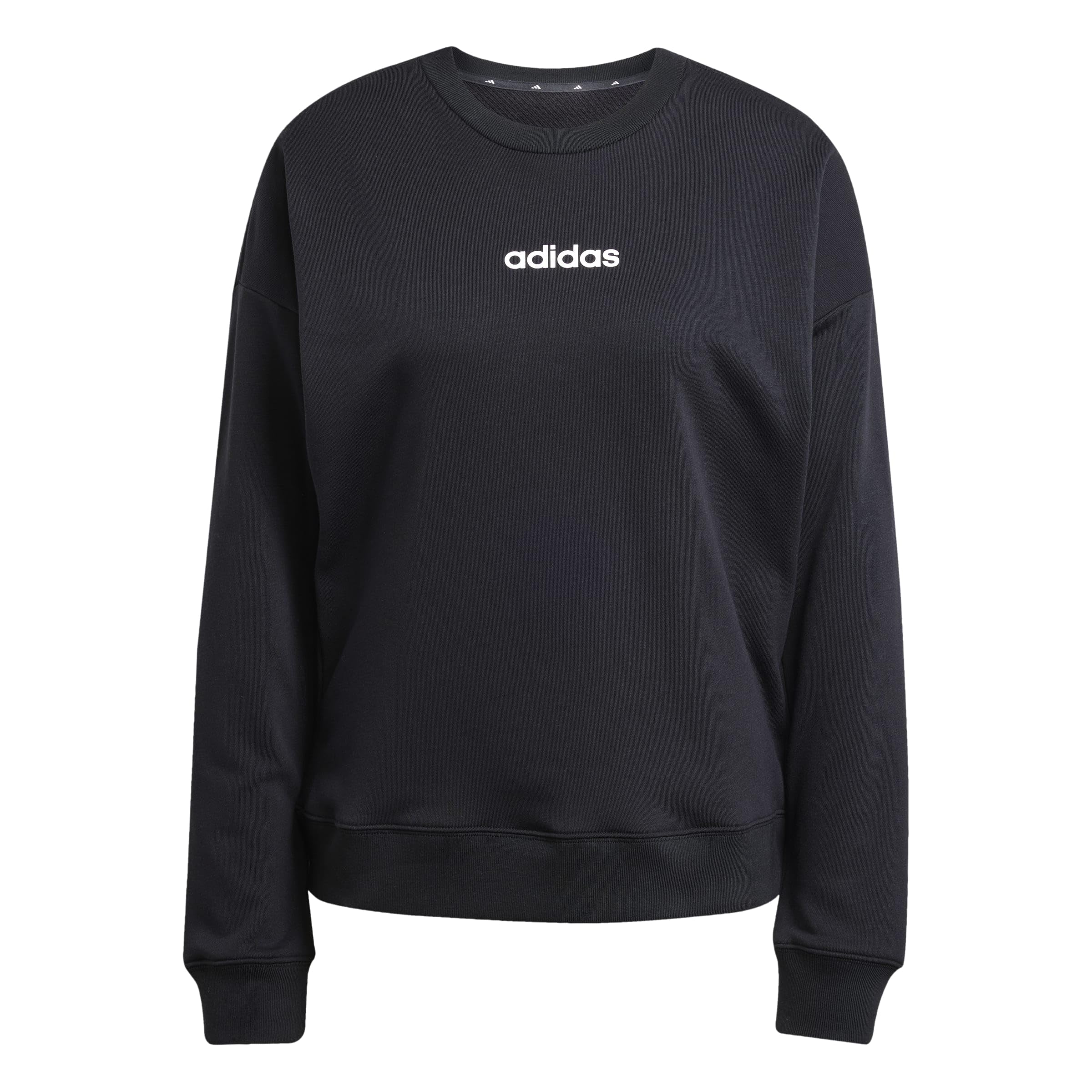 adidas Women's Essentials Linear French Terry Sweatshirt, black/white, L