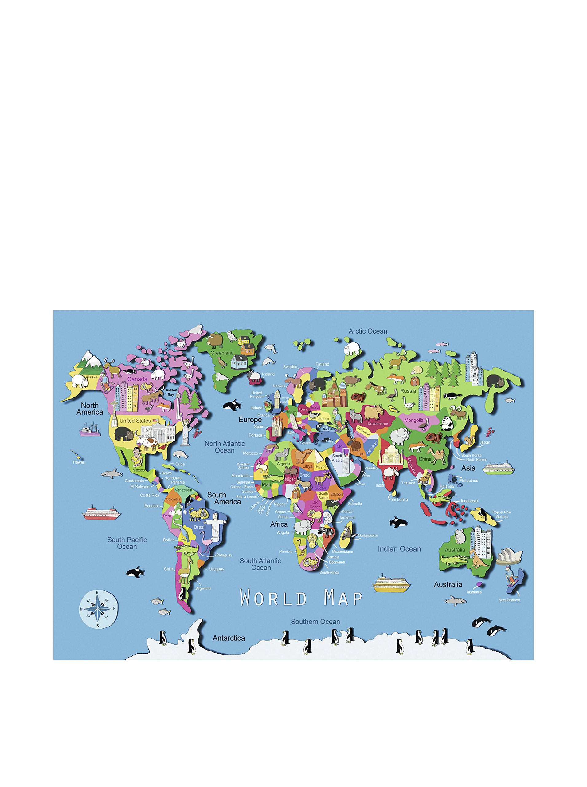 Ravensburger World Map Jigsaw Puzzle | 60 Unique Pieces | Ideal for Kids | Skill-Enhancing Excellent Gift for Birthdays and Holidays