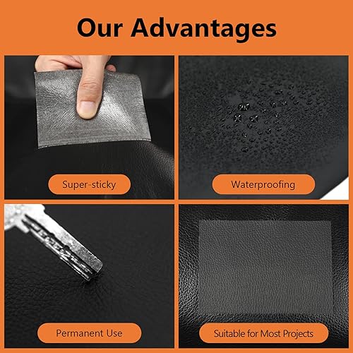 Miniatura 3 de Parche de reparación de cuero autoadhesivo de 9 x 11 pulgadas, 2 unidades, parches de cuero para muebles, kit de reparación de cuero de vinilo para