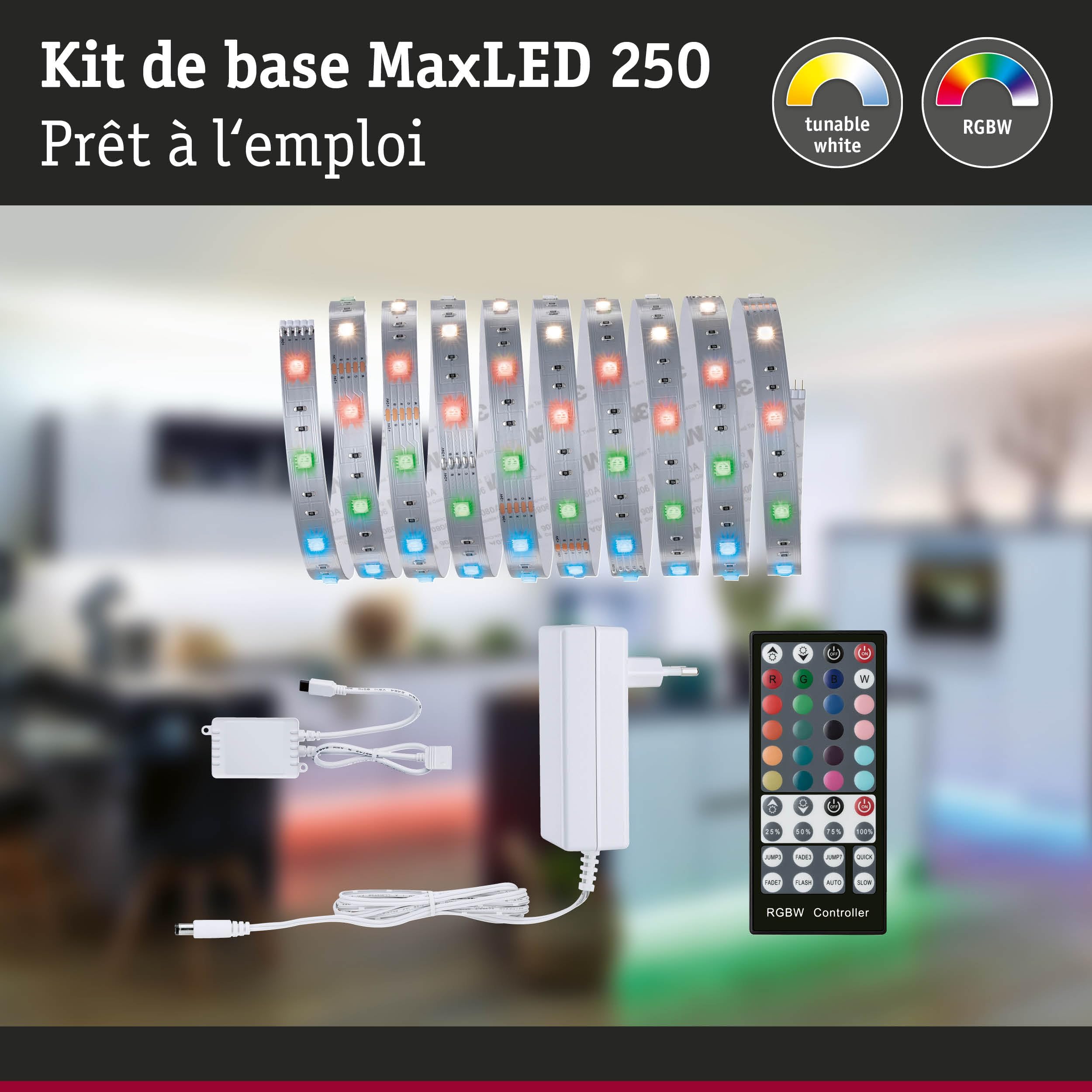 Paulmann MaxLED 250 Kit de base 3 m RGBW 3 000 K 20 W argent