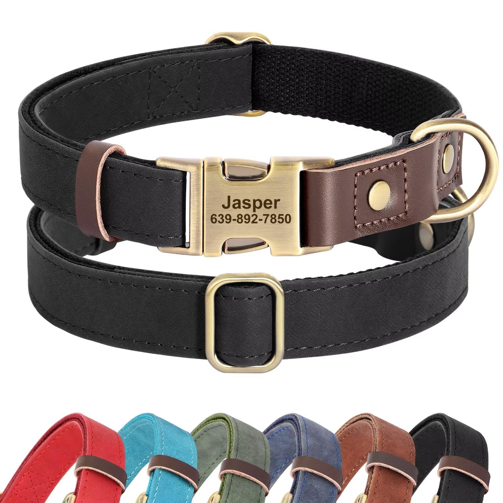 Didog Soft Faux Leather Dog Collar for Large Dogs, Adjustable Classic Heavy Duty Pet Collars with Quick Release Metal Buckle,Black,XL