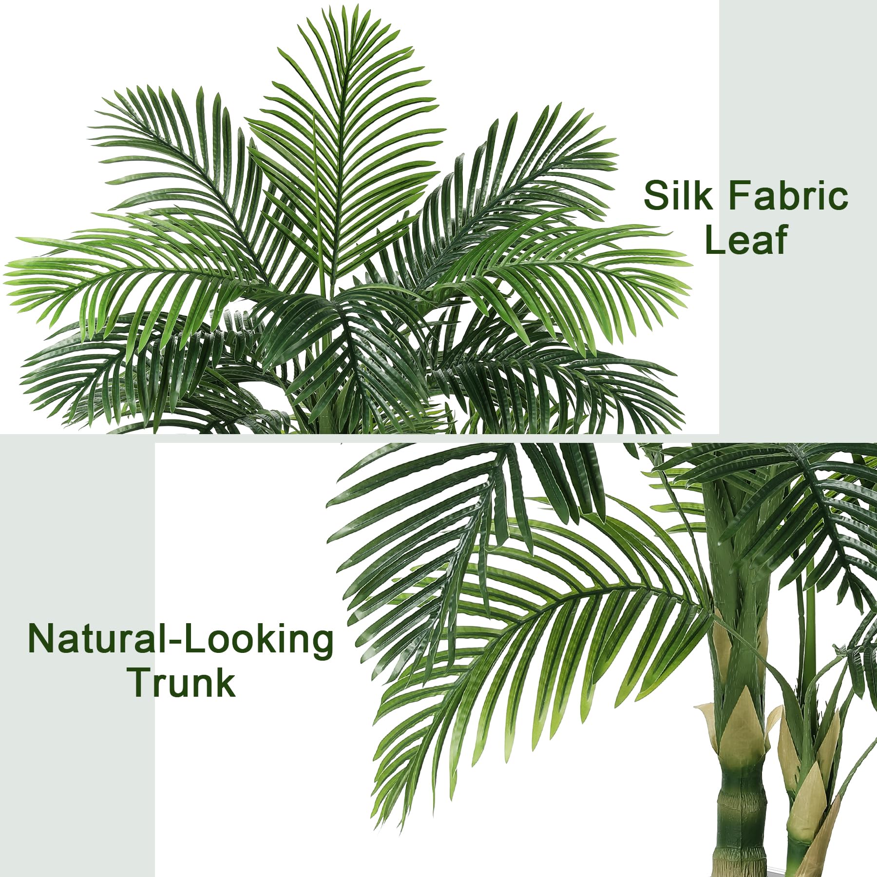 LYERSE 5ft Golden Cane Palm Tree Artificial - Fake Palm Tree with White Tall Planter - Artificial Plants with Realistic Trunk and Palm Leaves for Indoor Home Office Decor