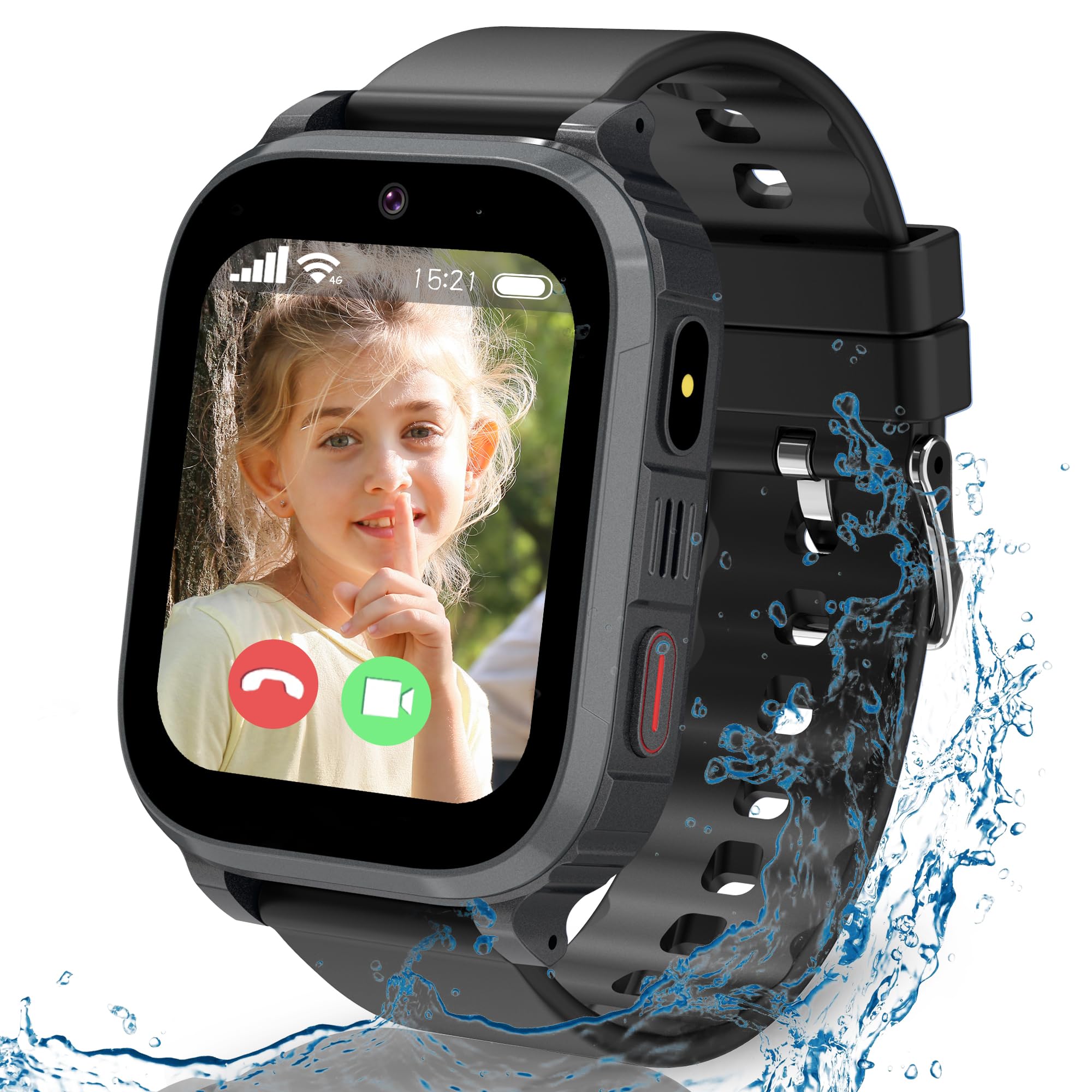 Reloj Inteligente Niño 4G, Smartwatch Niños con GPS y llamadas, Videollamadas, Chat de Voz, Modo Escuela, SOS, Despertador, Juegos, IP68 localizador GPS niños, Regalo Reloj Inteligente Niñas y Niños