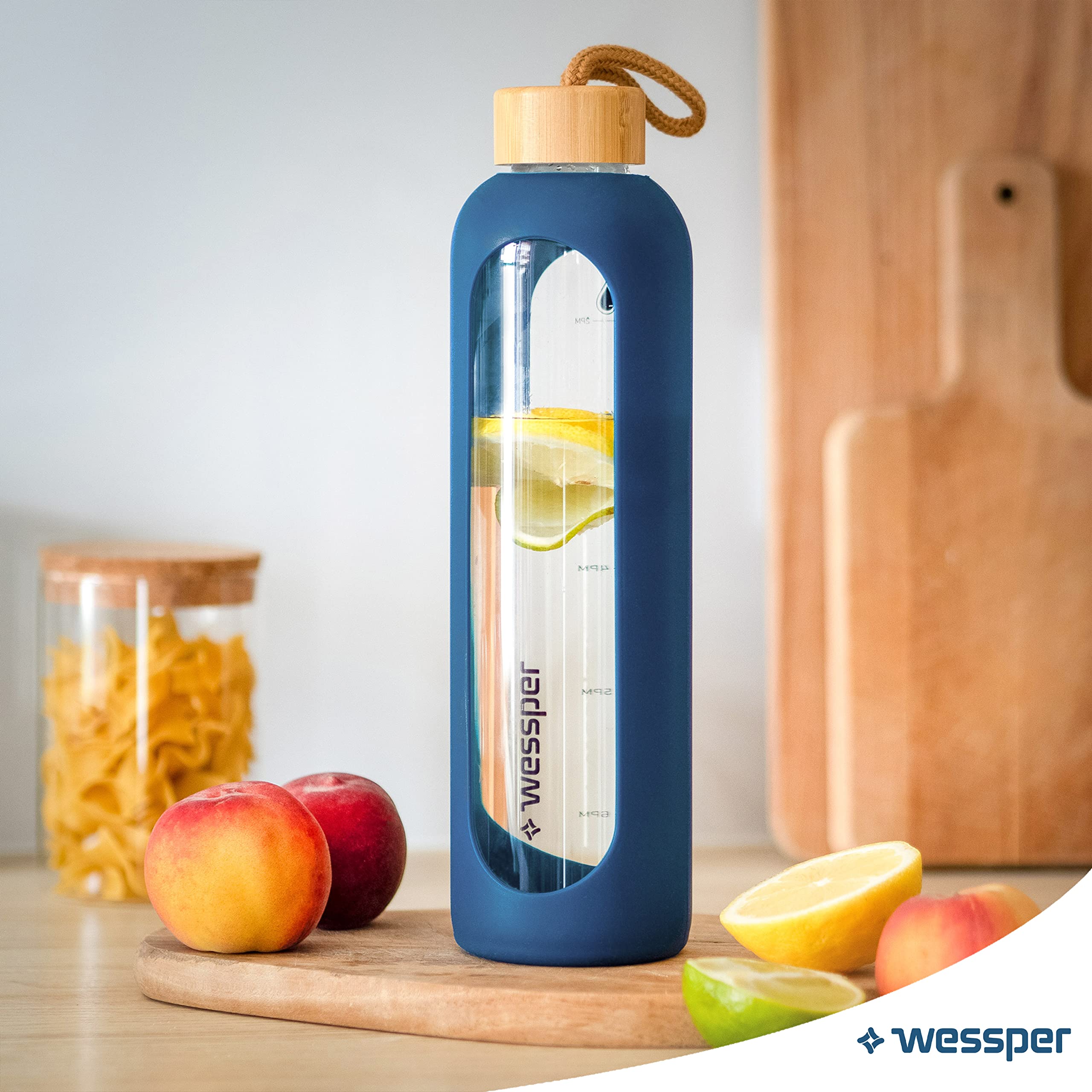 Wessper Active Max Crystalline Bidon, Szkło, Niebieski, 1 l