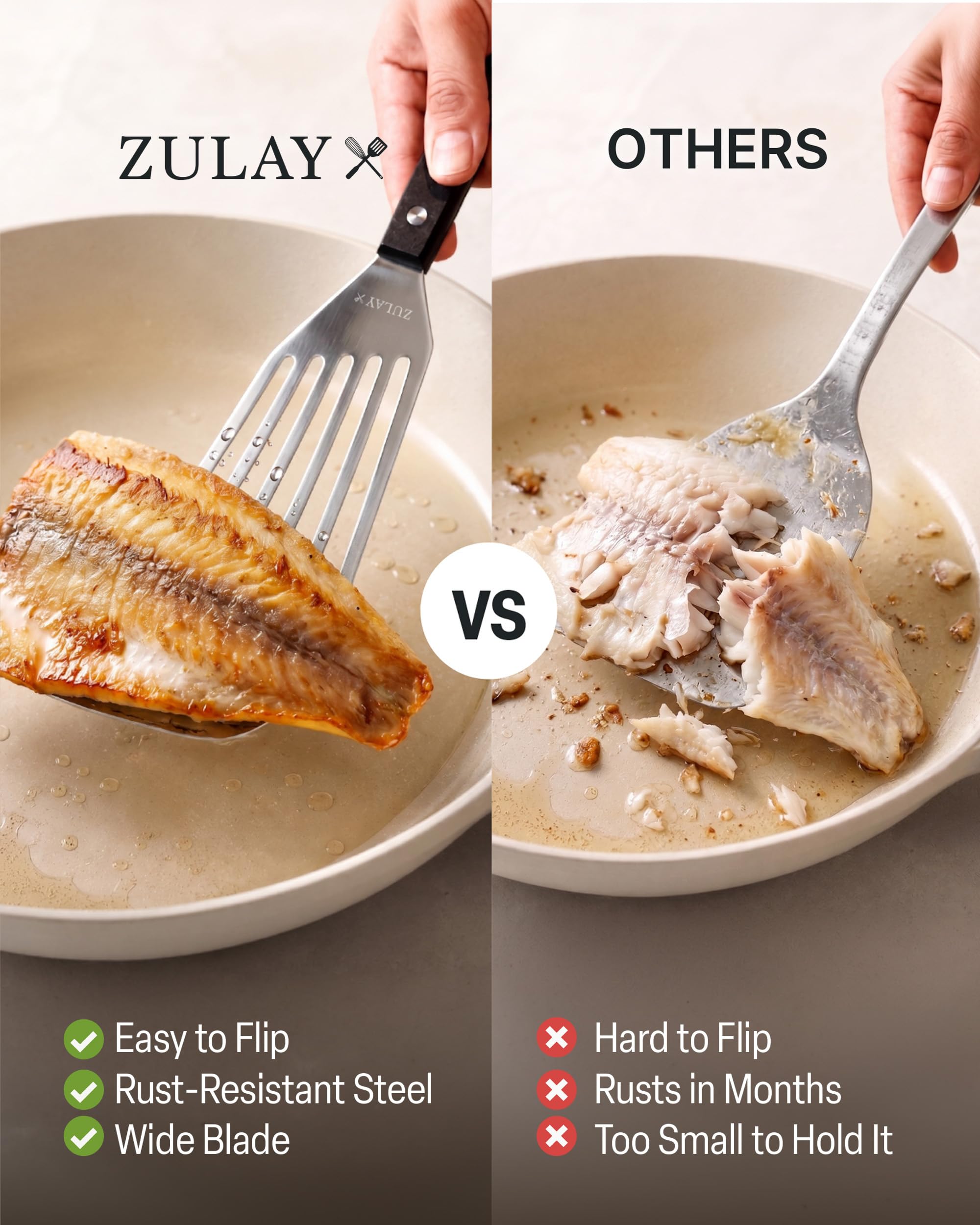 Zulay Kitchen Fish Turner - Perfect Flip! -4