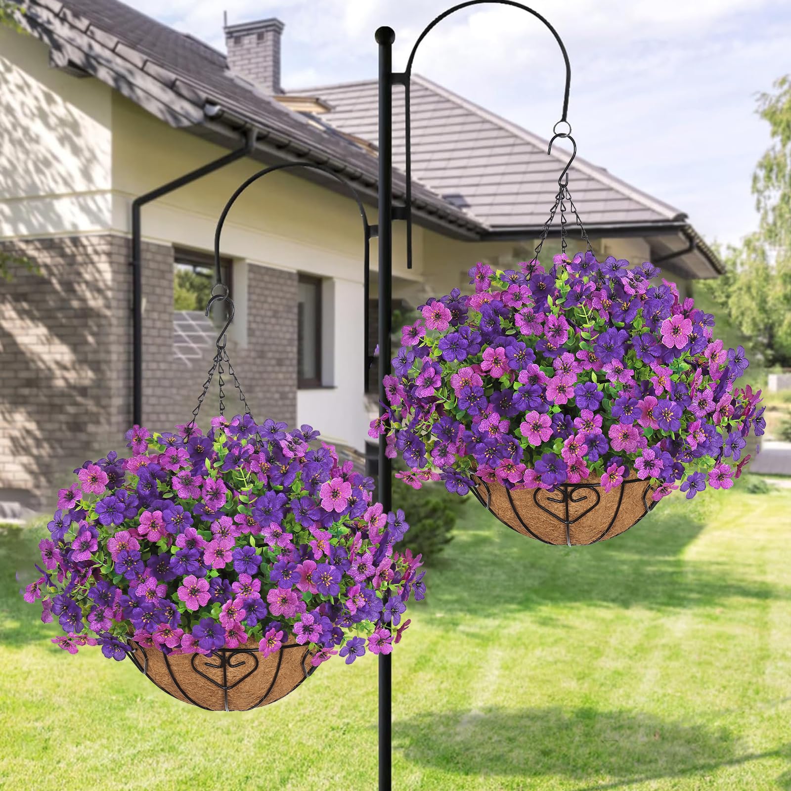 Weldomcor 2 Sets aus Seidenblumen, Blumenpflanzen, DIY, Kette, Hängekorb, Blumentopf, mehrfarbig, künstliche Blumen für Salon, Garten, Hochzeit, Terrasse, Veranda, Deck, Hof, Dekoration, 2 Farben