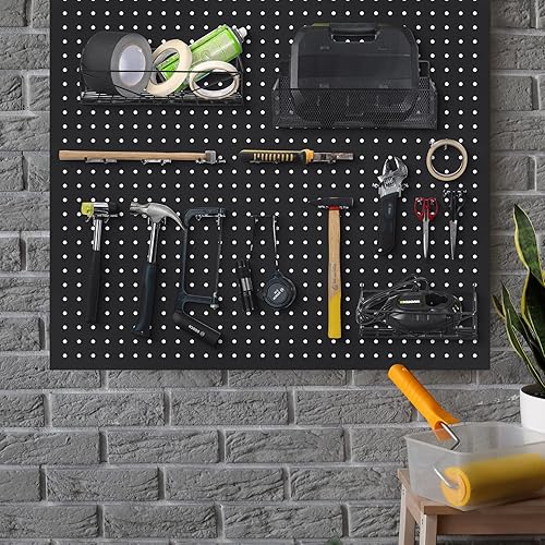 Miniatura 6 de Sadnyy Paquete de 4 paneles de pared para tablero de clavijas, organizador de tablero de clavijas de montaje en pared con accesorios de montaje,