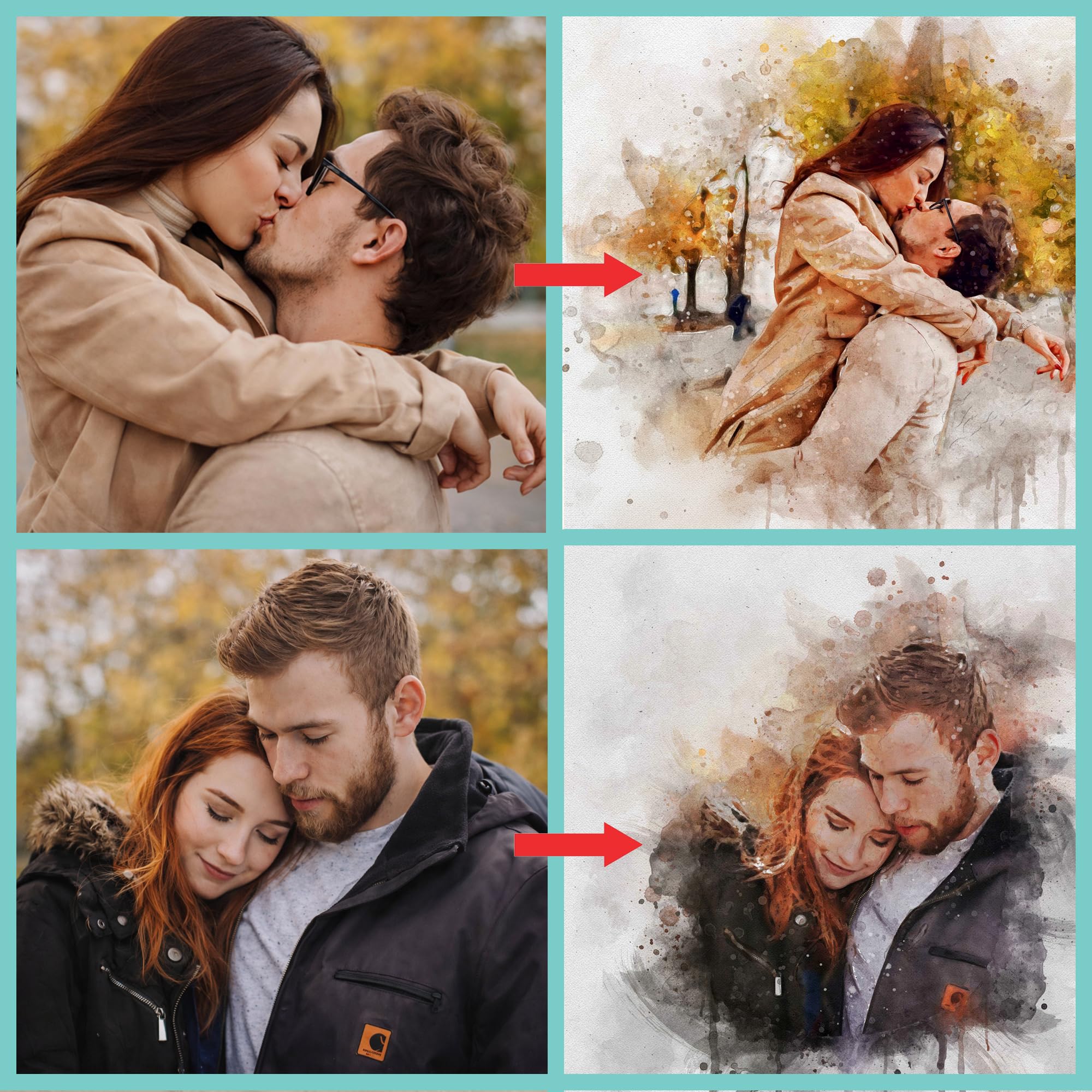 Personalized Watercolor Couple Portrait Photo Car Visor Clip Drive Safe I Love You Car Accessory Custom Photo Gift — view 4