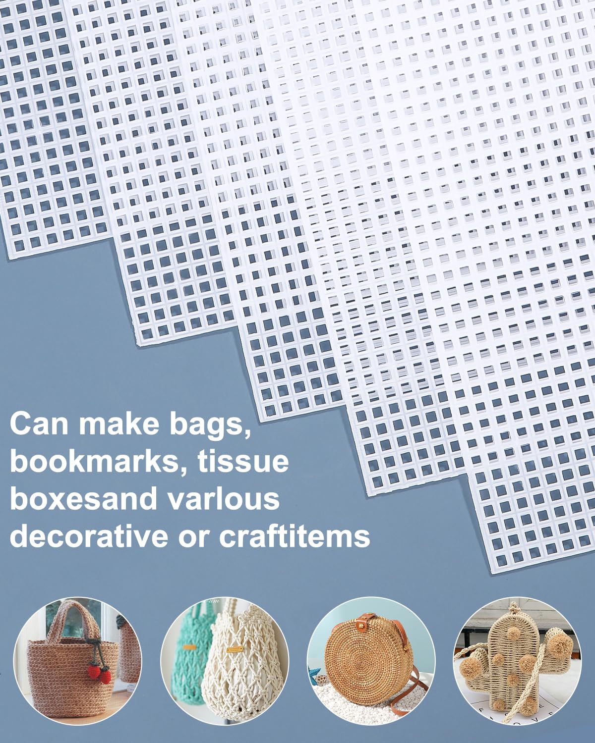 Rete Per Borse All'Uncinetto - Set 7 Pezzi Di Tela A Maglia Plastica Per Ricamo E Artigianato - Foto 12