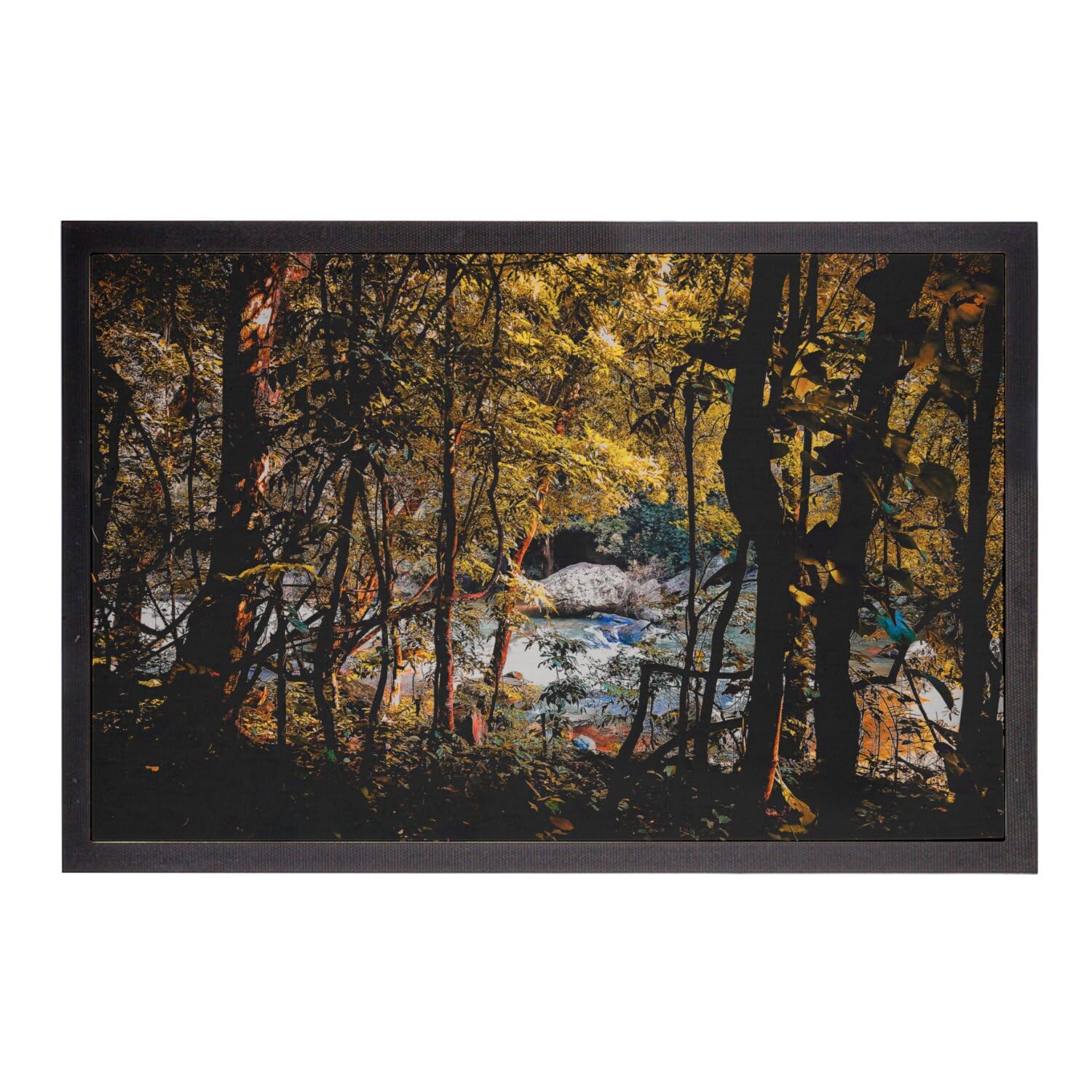 Paillasson rivière au printemps 75x50cm tapis entrée forêt pour décoration nature maison