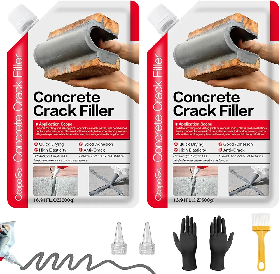 CtopoGo Massa Para Preenchimento De Fissuras Em Concreto,pct Com 2un De 2,2 Libras (1 Kg), Cinza, Selante De Cimento Autonivelante De Alta Elasticidade, Calafetagem Impermeável Para Reparos