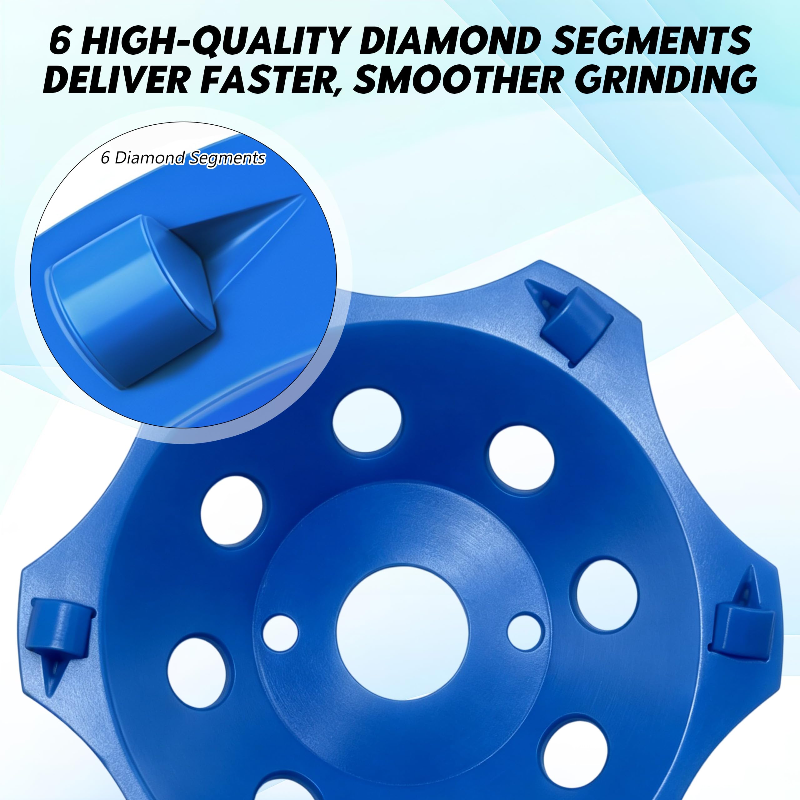 PKD PCD diamentowa tarcza szlifierska 125 mm × 22,23 mm 6 segmentów | Diamentowe tarcze szlifierskie do szlifierek kątowych, szlifierek do betonu, uniwersalne, do betonu, zaprawy murarskiej
