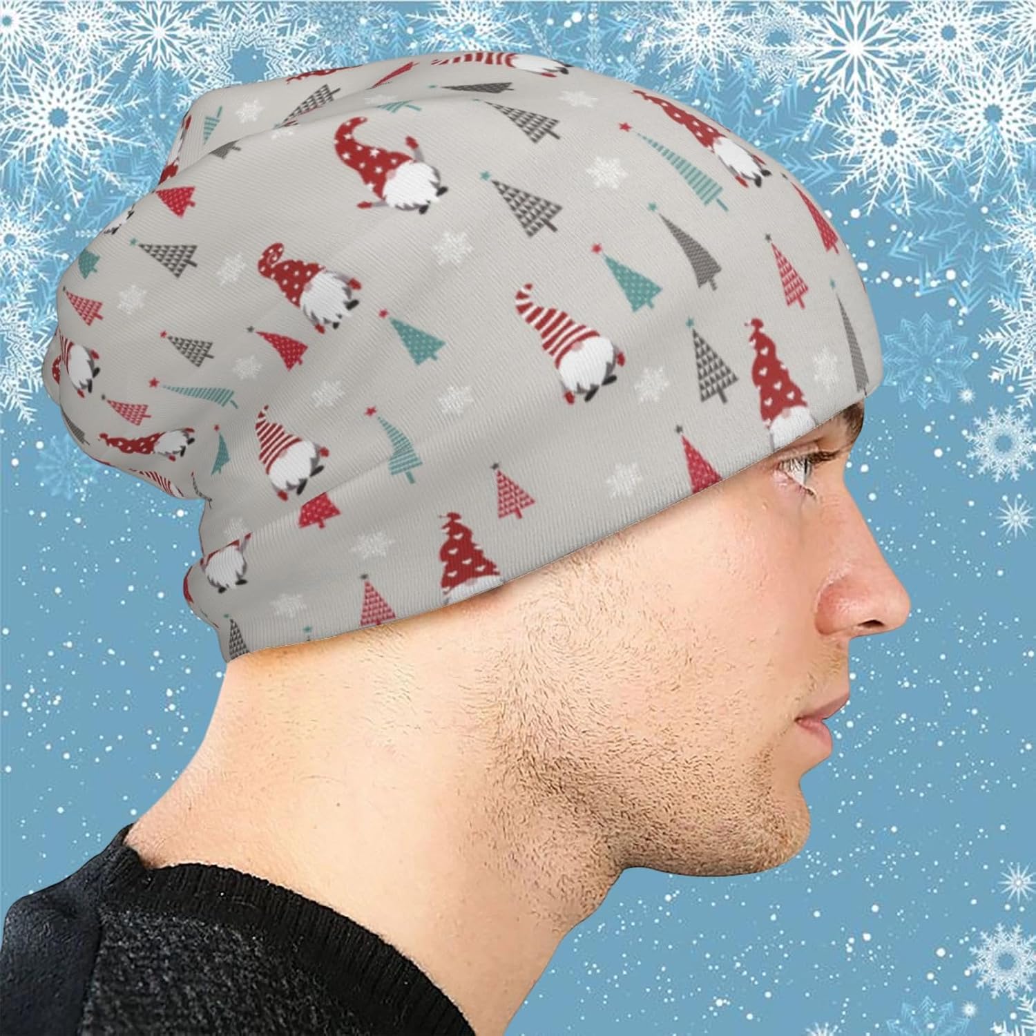 Christmas Beanie Chemo Hat Xmas Skull Cap Slouchy Knitted Hats Soft Headwear for Women Men Adults - Image 4