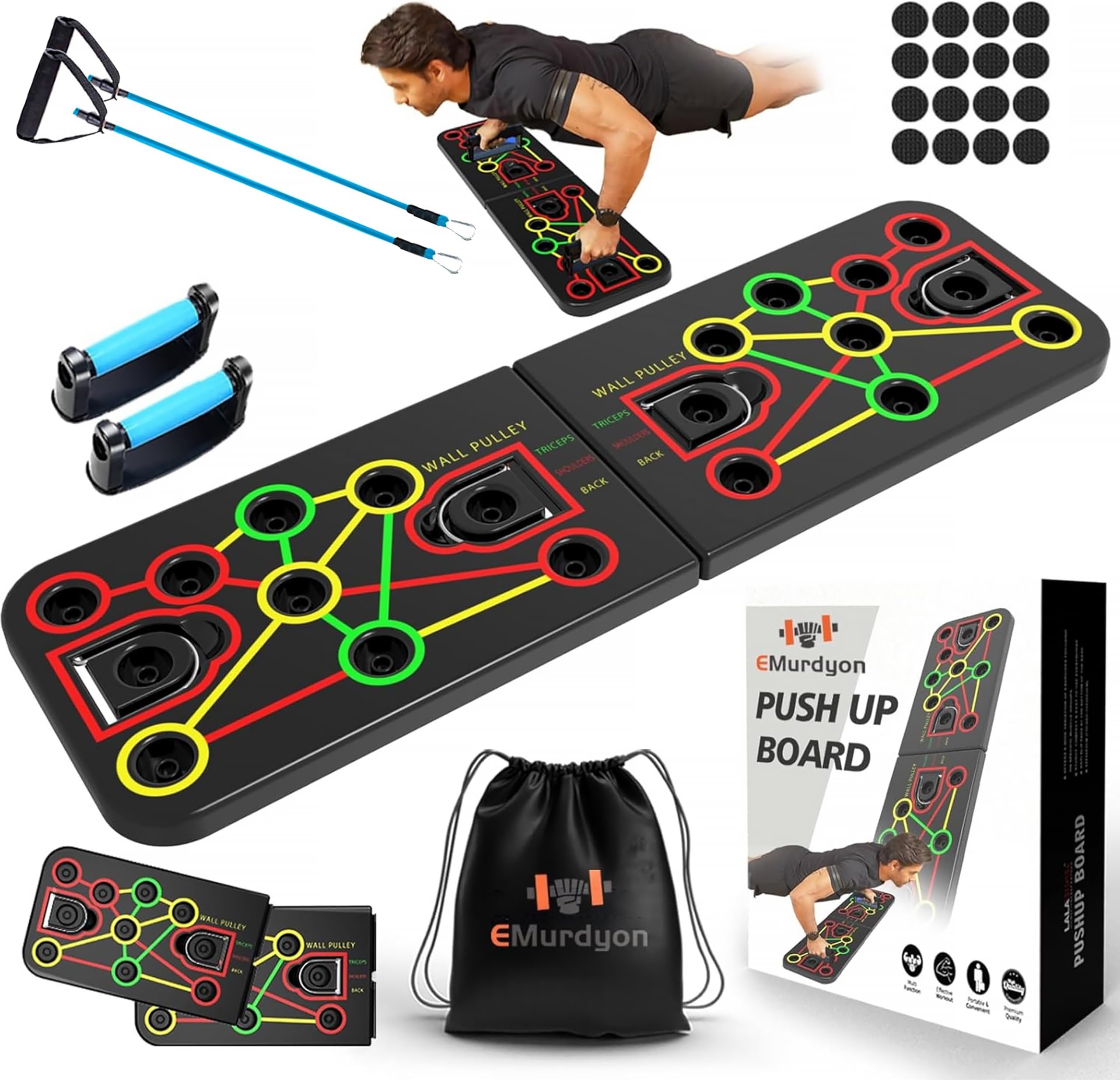 Upgraded Push Up Board Fitness, Multi-Functional 15 in 1 Foldable Push Up Bar, Push up Handles for Floor, Professional Push Up Strength Training Equipment, black