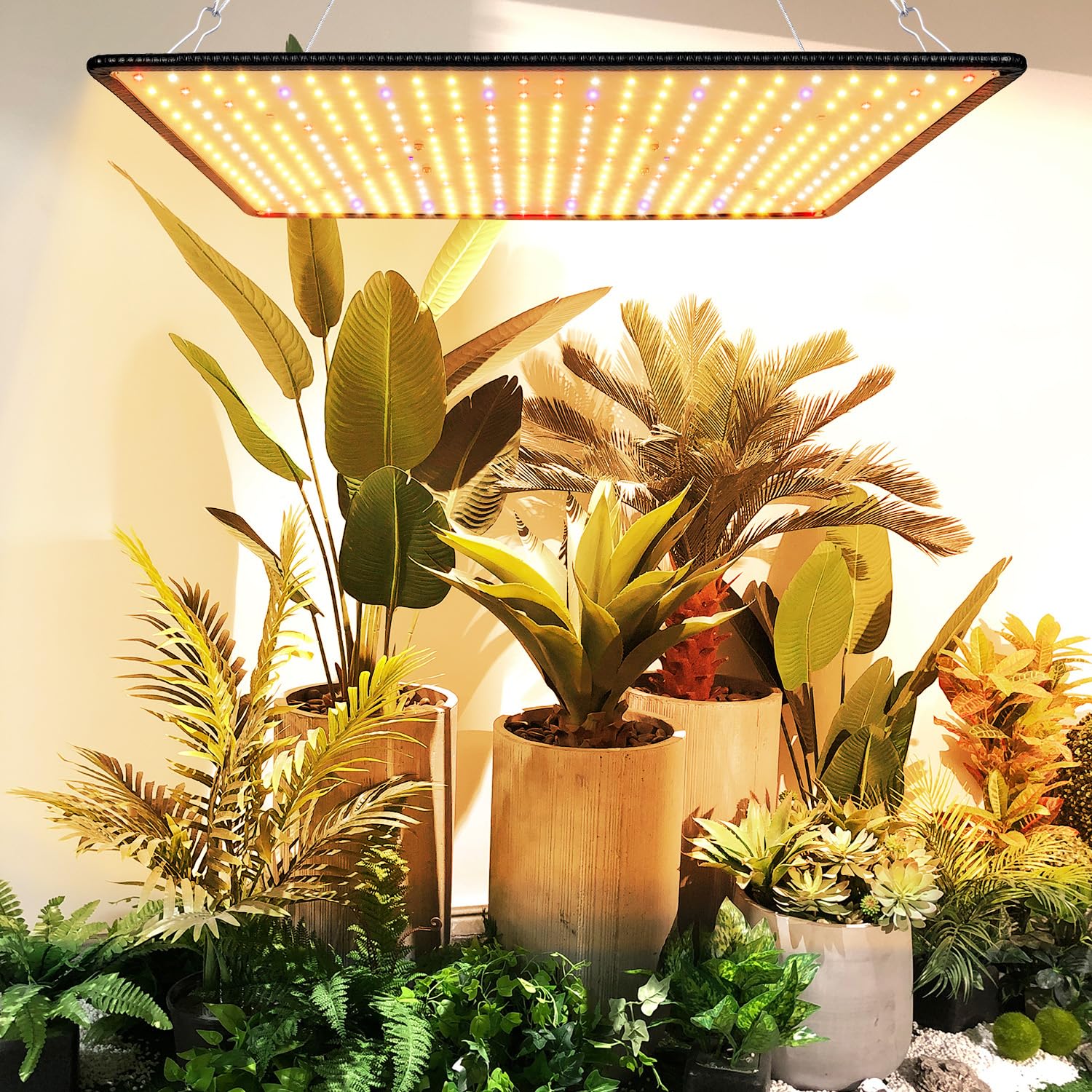 Rosnek LED Pflanzenlampe Vollspektrum 100W mit 360 LED-Chips, IP65 Wasserdicht, UV/IR Licht für Indoor-Anbau, Gemüse, Hydroponik, Haken (Sonnenlicht Modell)