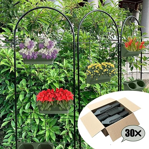 Miniatura 6 de Maceta vertical de pared apilable para interiores y exteriores, con 60 bolsillos, para jardín, con riego automático, para plantas, plantas, plantas,