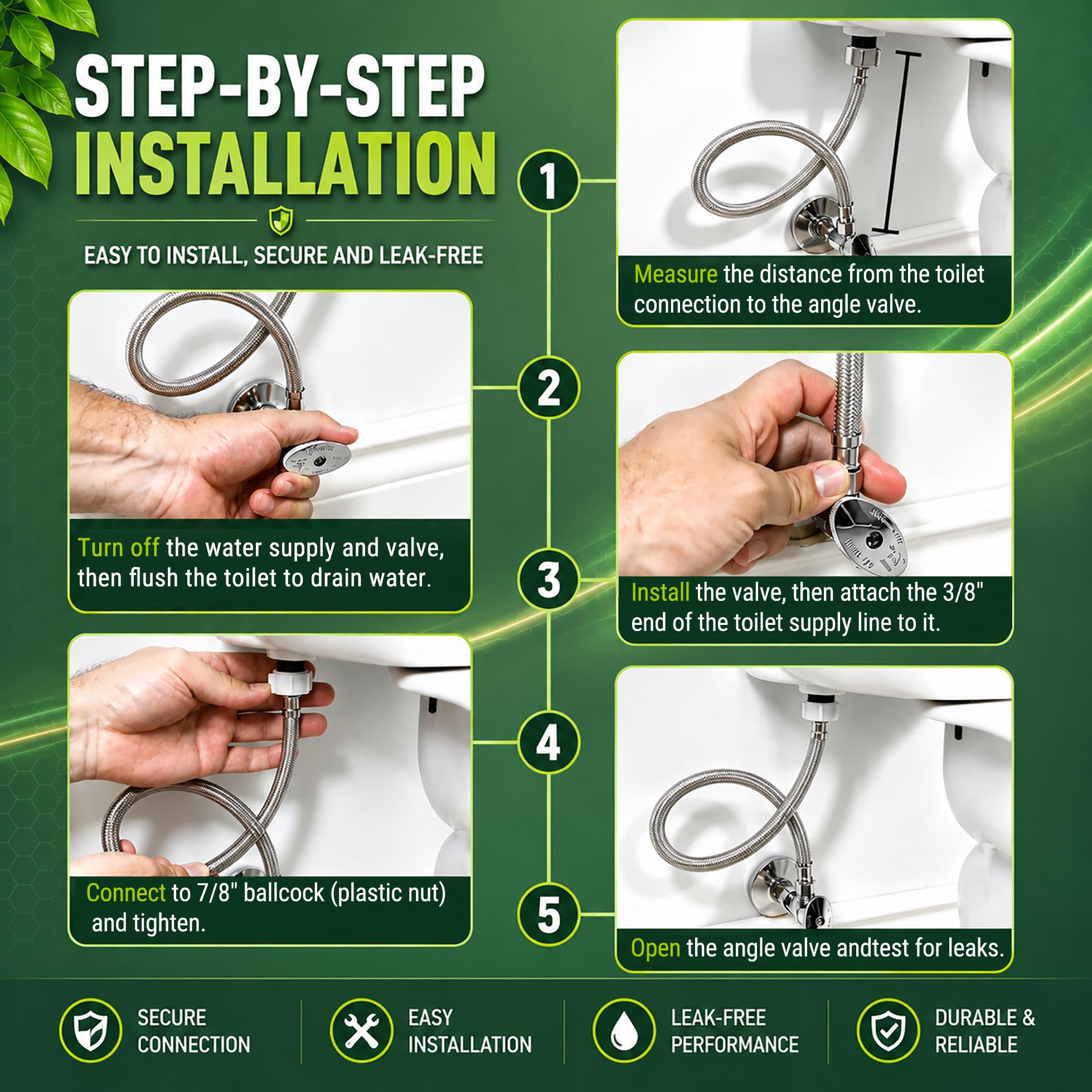 TT FLEX Toilet Supply Line Kit - 12" -7