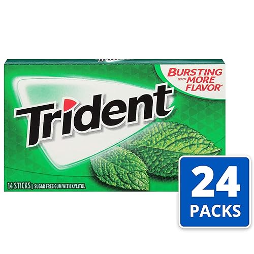 Miniatura 2 de Trident Spearmint - Goma de mascar sin azúcar, 24 paquetes de 14 piezas (336 piezas en total), juego de 2
