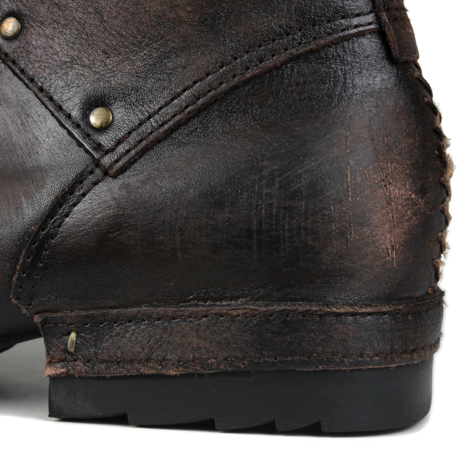 OSSTONE Scratch Black Metal Toe Design für zusätzliche Stoßfestigkeit Motorradstiefel für Männer Knöchel Walking Mode Lace-Up Leder Chukka Stiefel OS-6015-3-A-R
