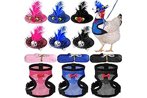 9 Pcs Chicken Harness with Leash and Chicken Hats Set for Real Chickens